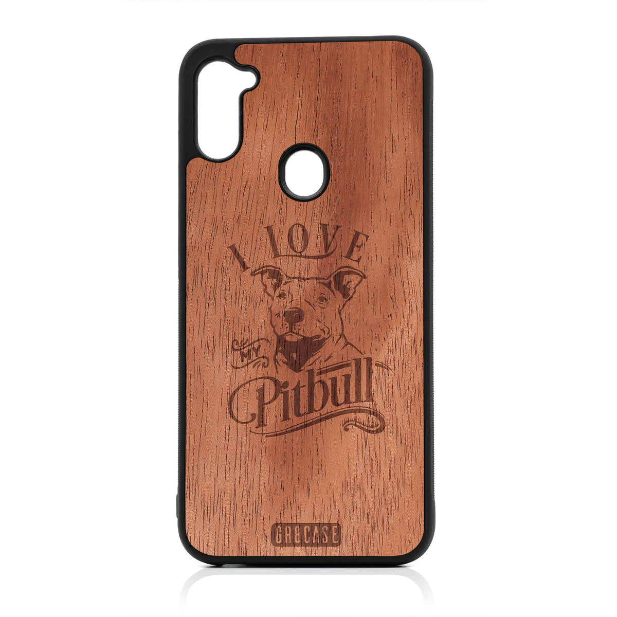 I Love My Pitbull Design Wood Case For Samsung Galaxy A11