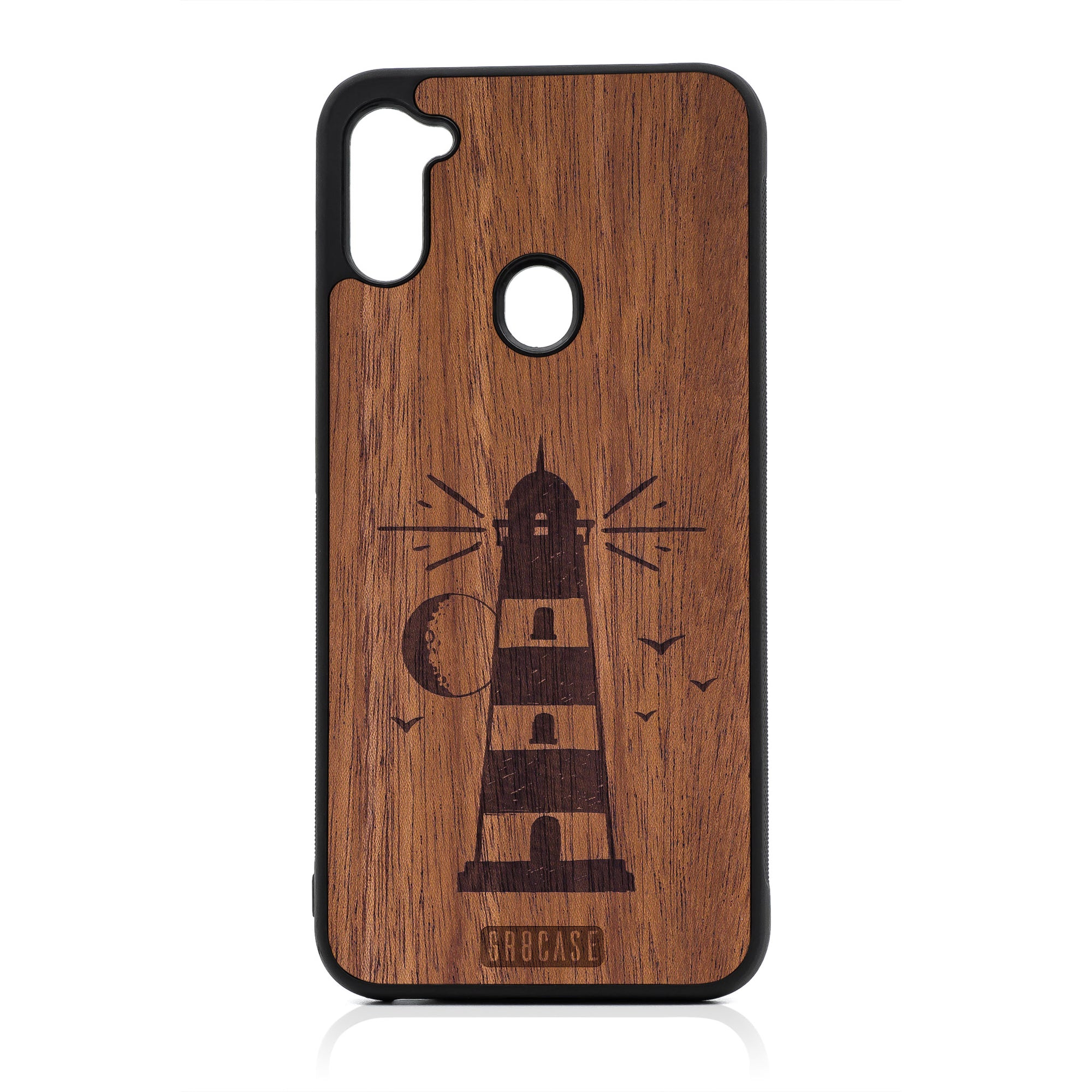 Midnight Lighthouse Design Wood Case For Samsung Galaxy A11