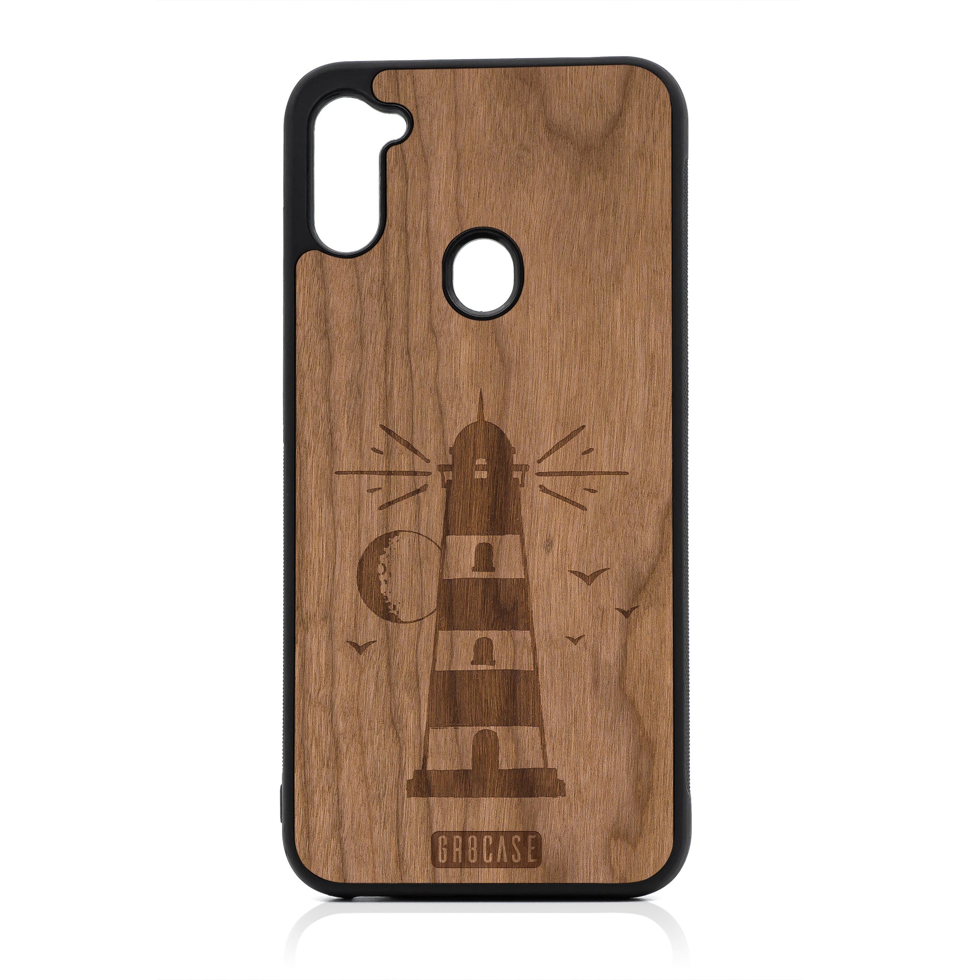 Midnight Lighthouse Design Wood Case For Samsung Galaxy A11