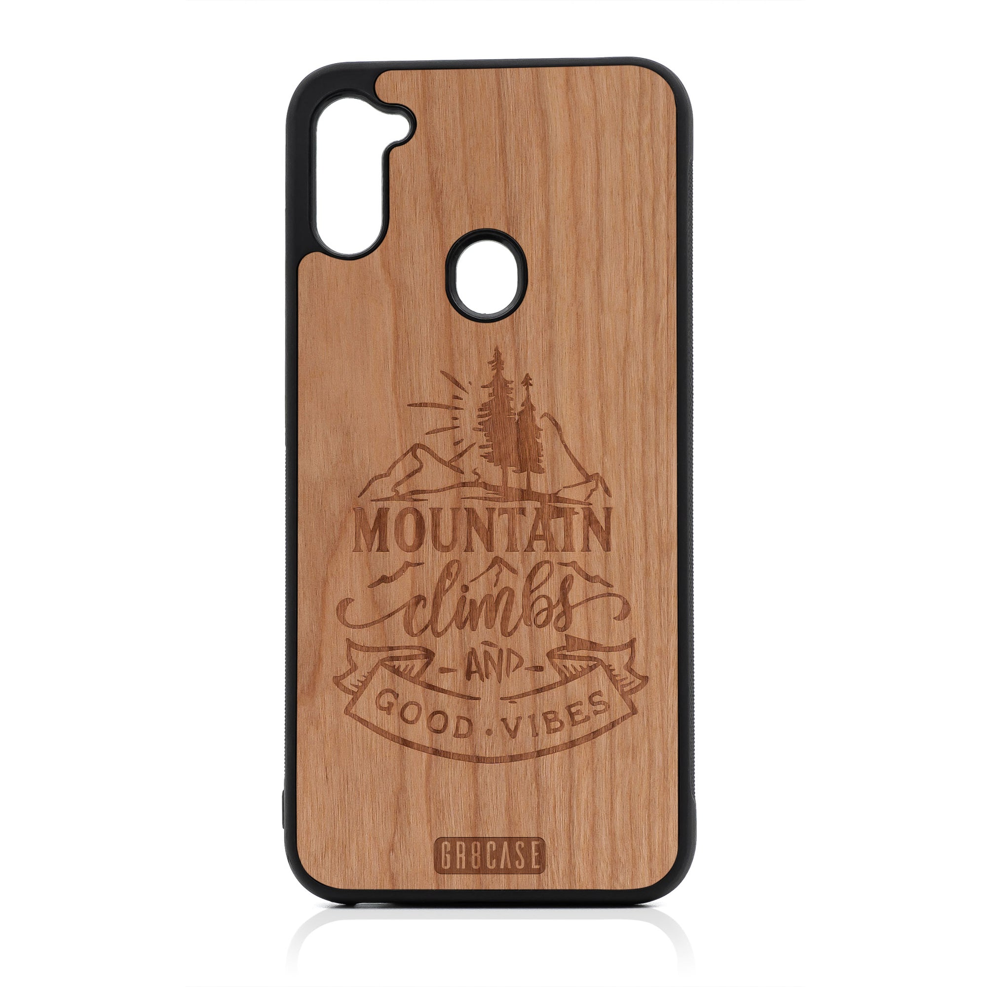 Mountain Climb And Good Vibes Design Wood Case For Samsung Galaxy A11