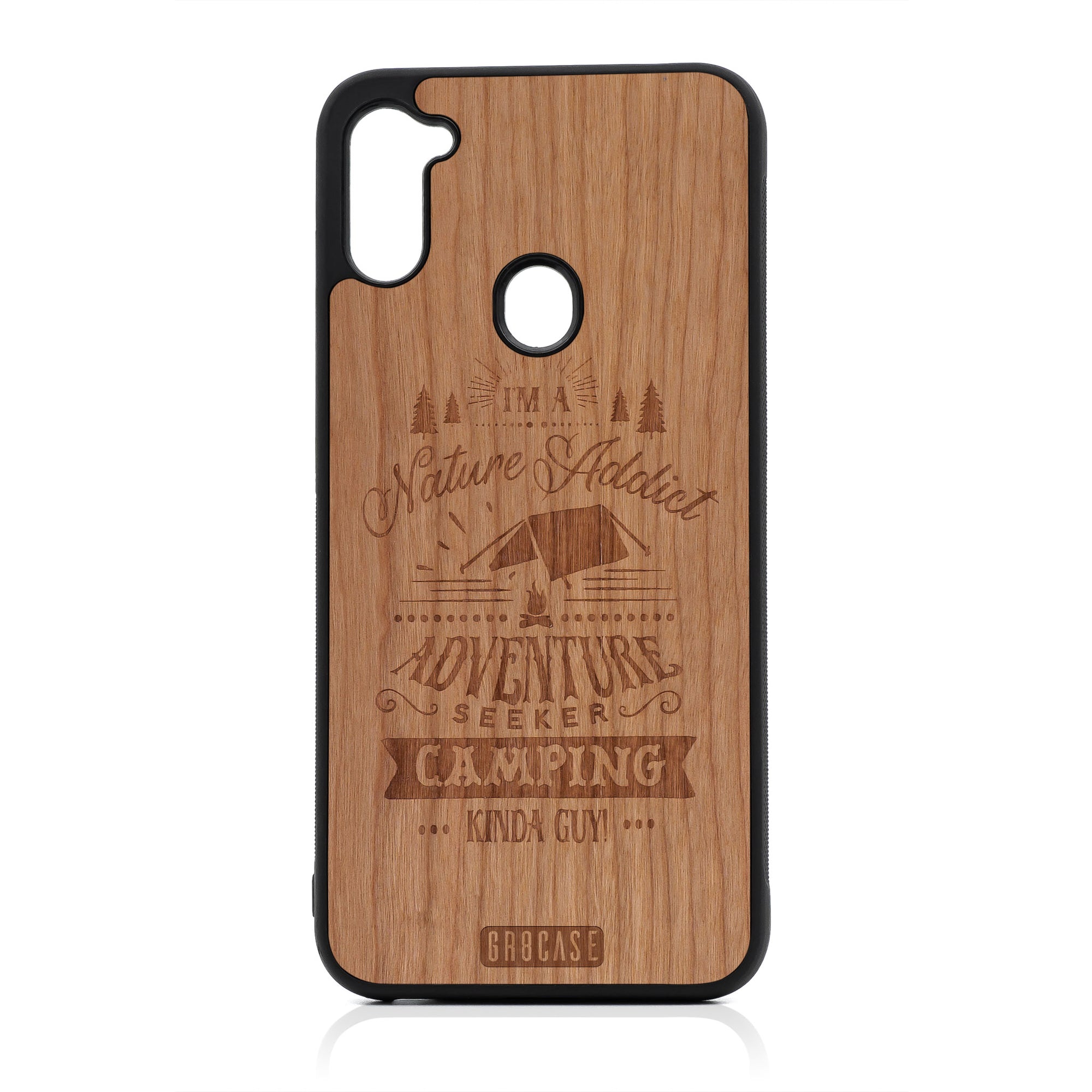 I'm A Nature Addict Adventure Seeker Camping Kinda Guy Design Wood Case For Samsung Galaxy A11