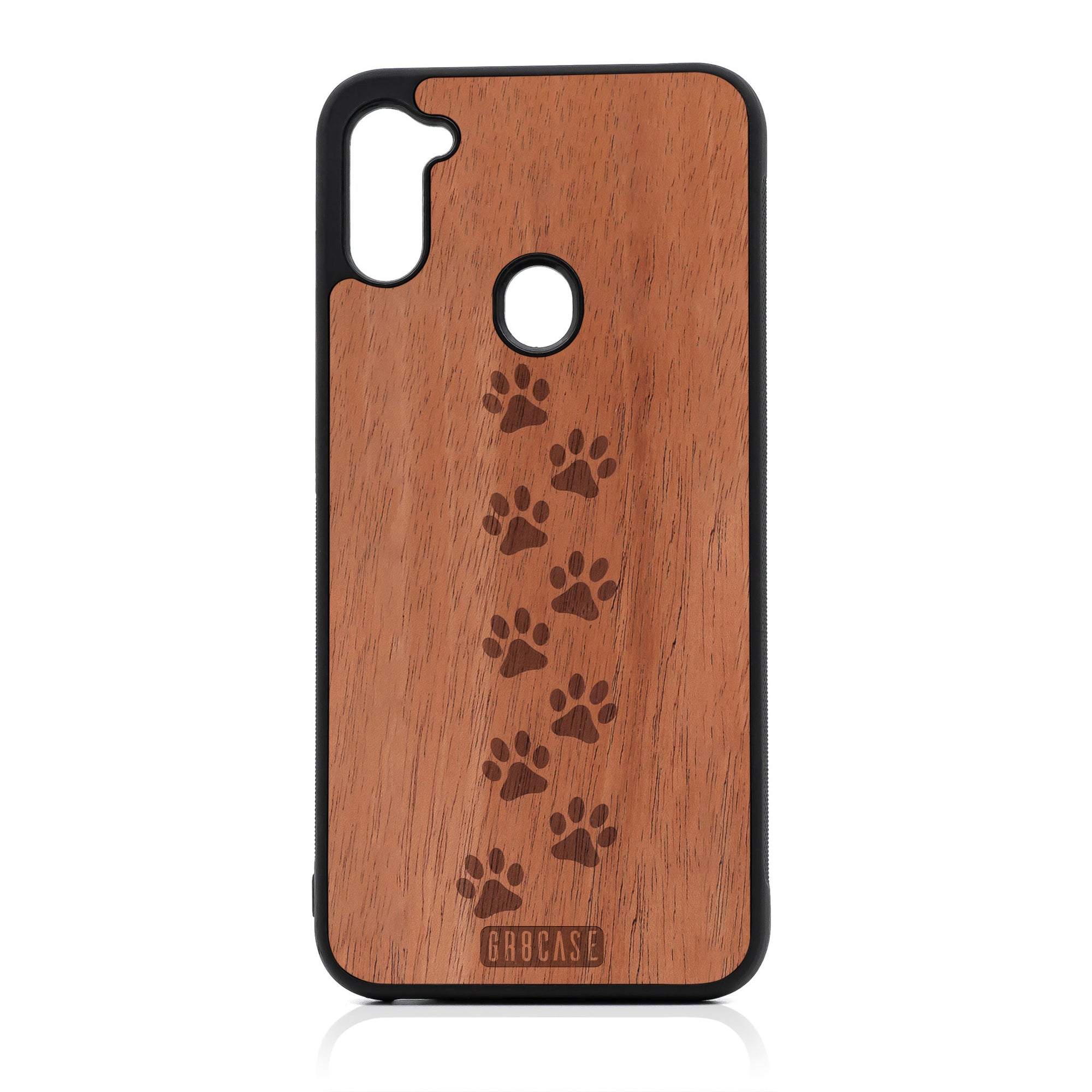 Paw Prints Design Wood Case For Samsung Galaxy A11