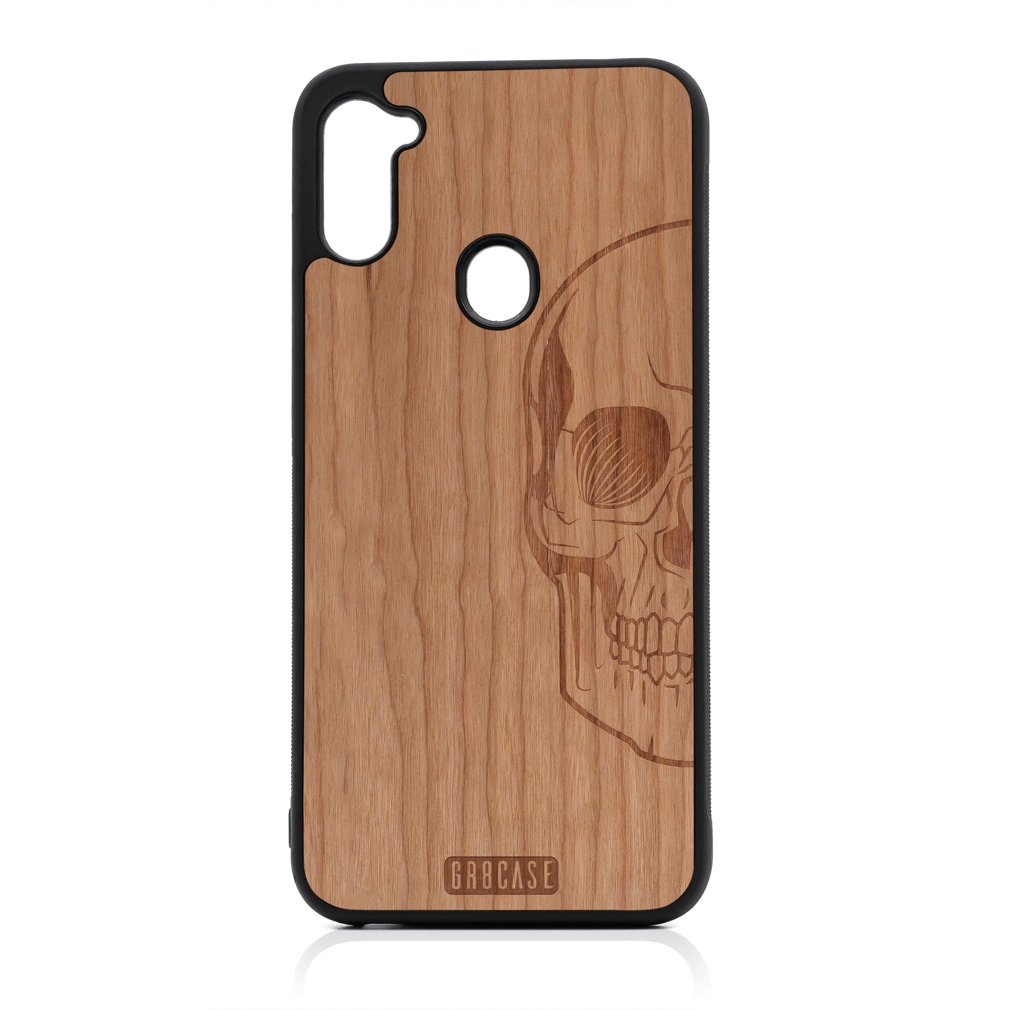 Half Skull Design Wood Case For Samsung Galaxy A11