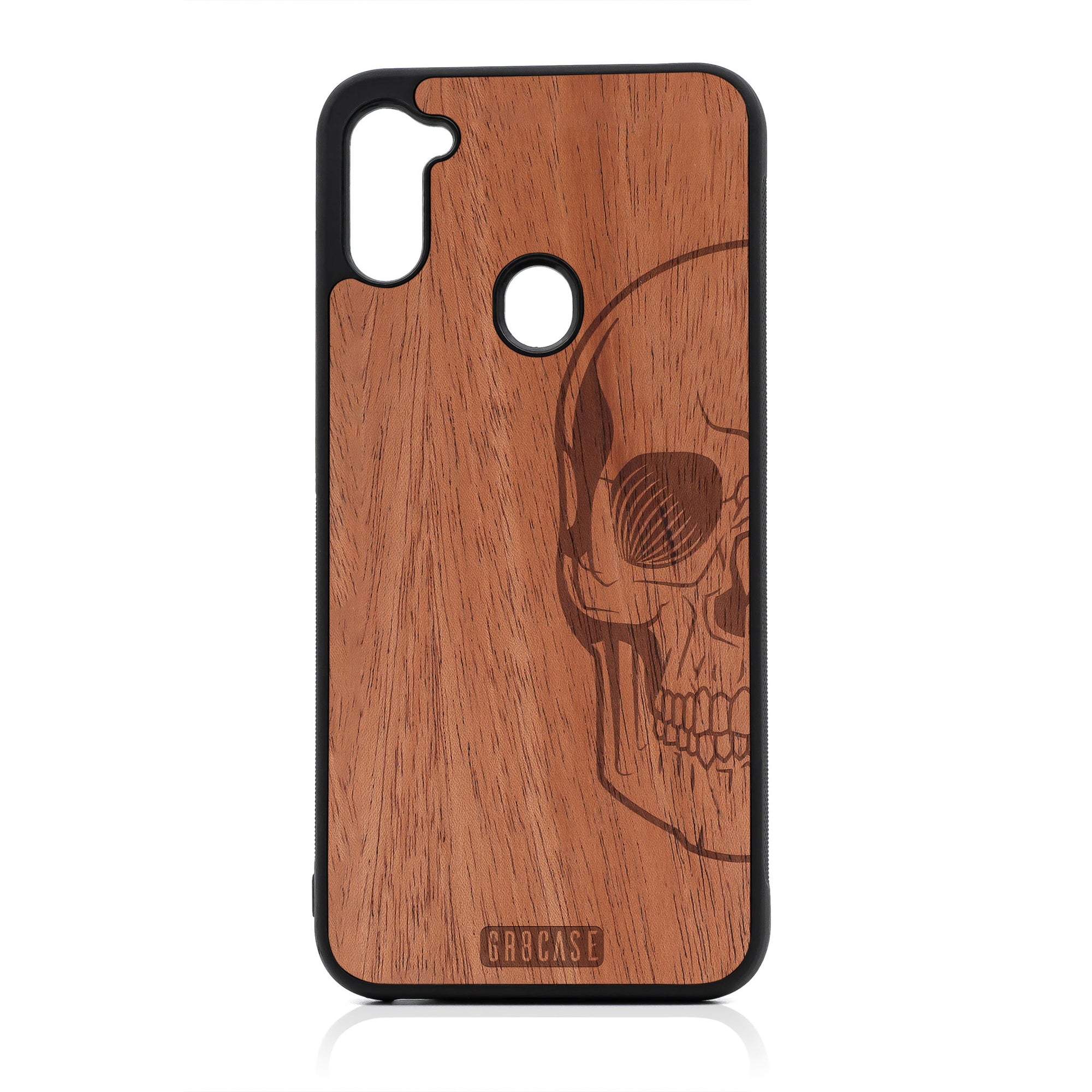 Half Skull Design Wood Case For Samsung Galaxy A11