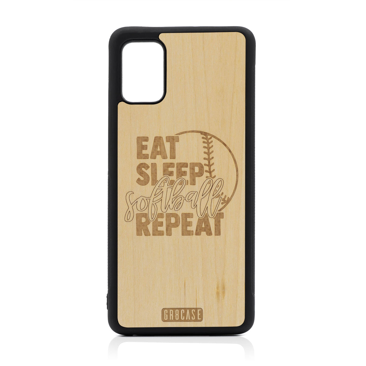 Eat Sleep Softball Repeat Design Wood Case For Samsung Galaxy A51