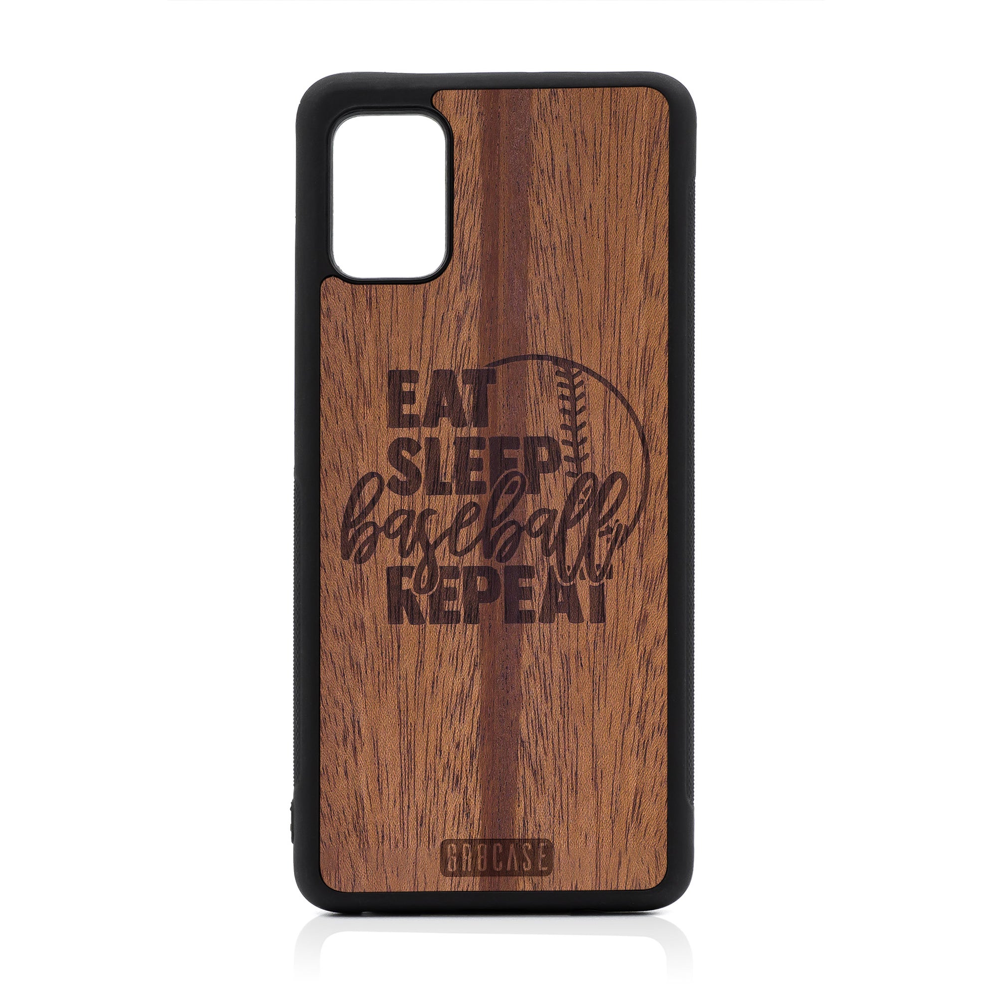 Eat Sleep Baseball Repeat Design Wood Case For Samsung Galaxy A51