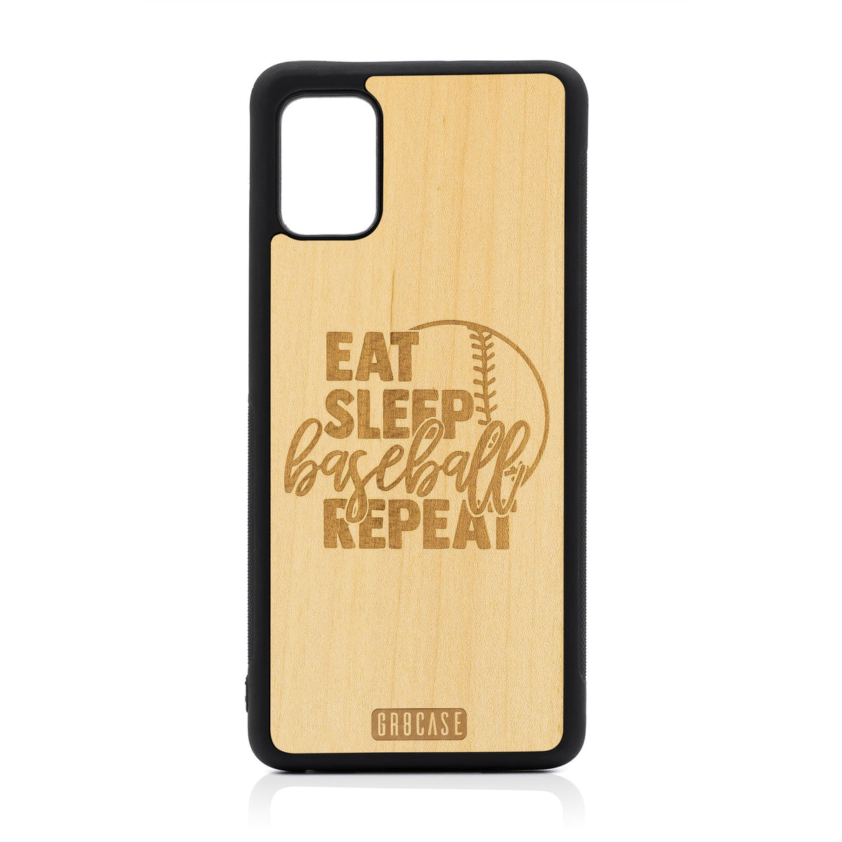 Eat Sleep Baseball Repeat Design Wood Case For Samsung Galaxy A51