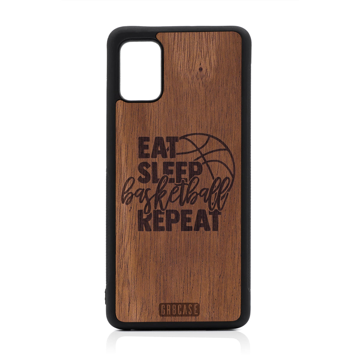 Eat Sleep Basketball Repeat Design Wood Case For Samsung Galaxy A51-5G