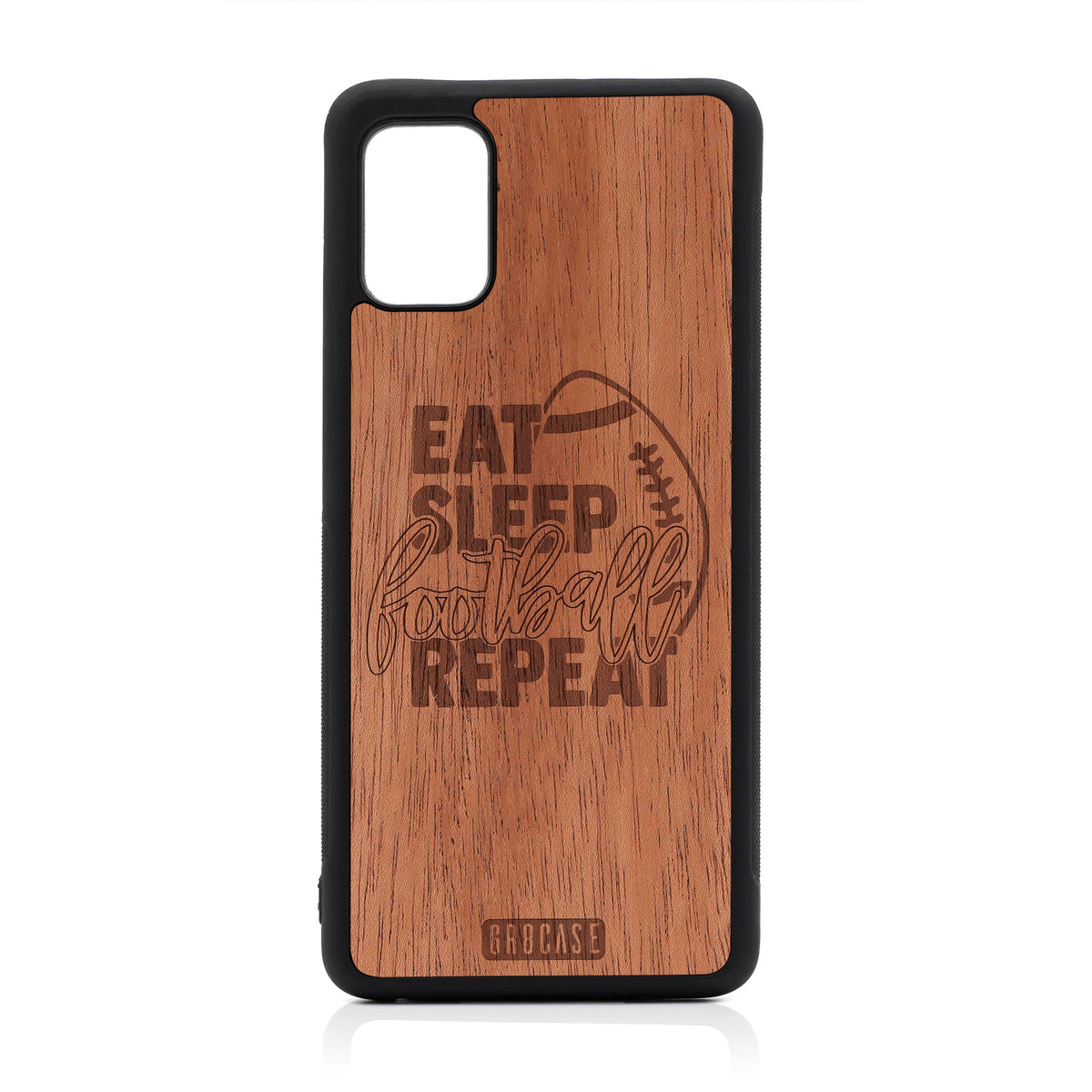Eat Sleep Softball Repeat Design Wood Case For Samsung Galaxy A51 5G