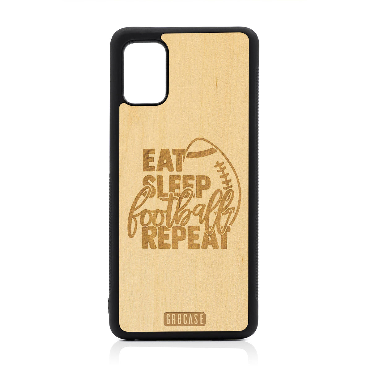 Eat Sleep Football Repeat Design Wood Case For Samsung Galaxy A51-5G