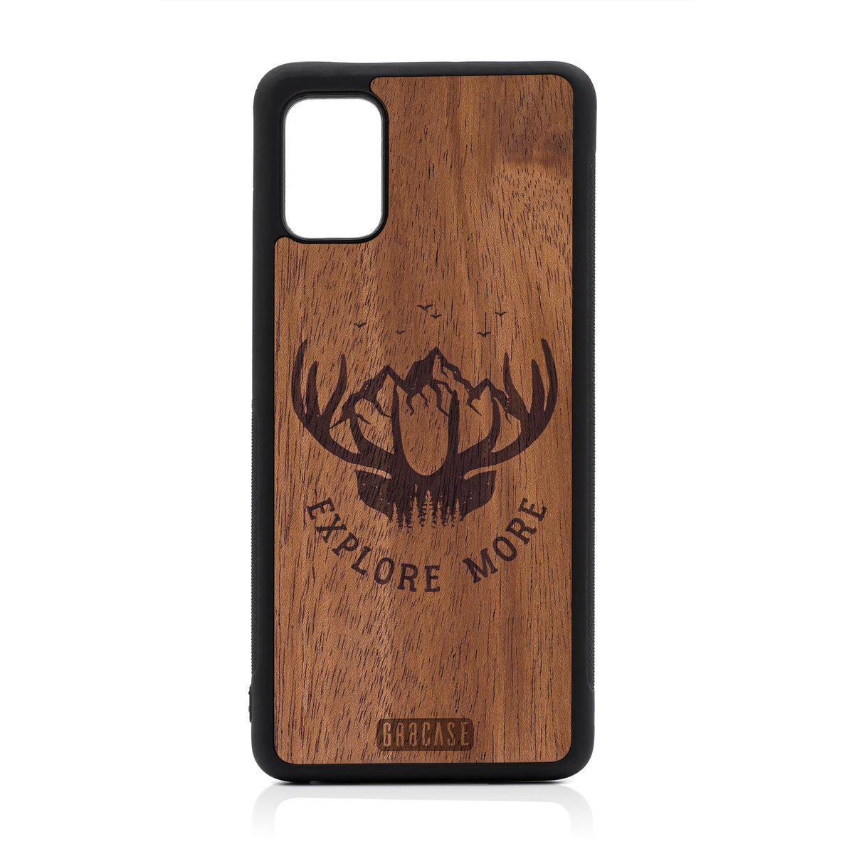 Explore More (Forest, Mountain &amp; Antlers) Design Wood Case For Samsung Galaxy A51