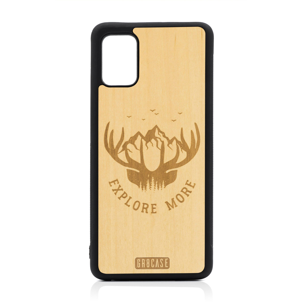 Explore More (Forest, Mountain &amp; Antlers) Design Wood Case For Samsung Galaxy A51-5G