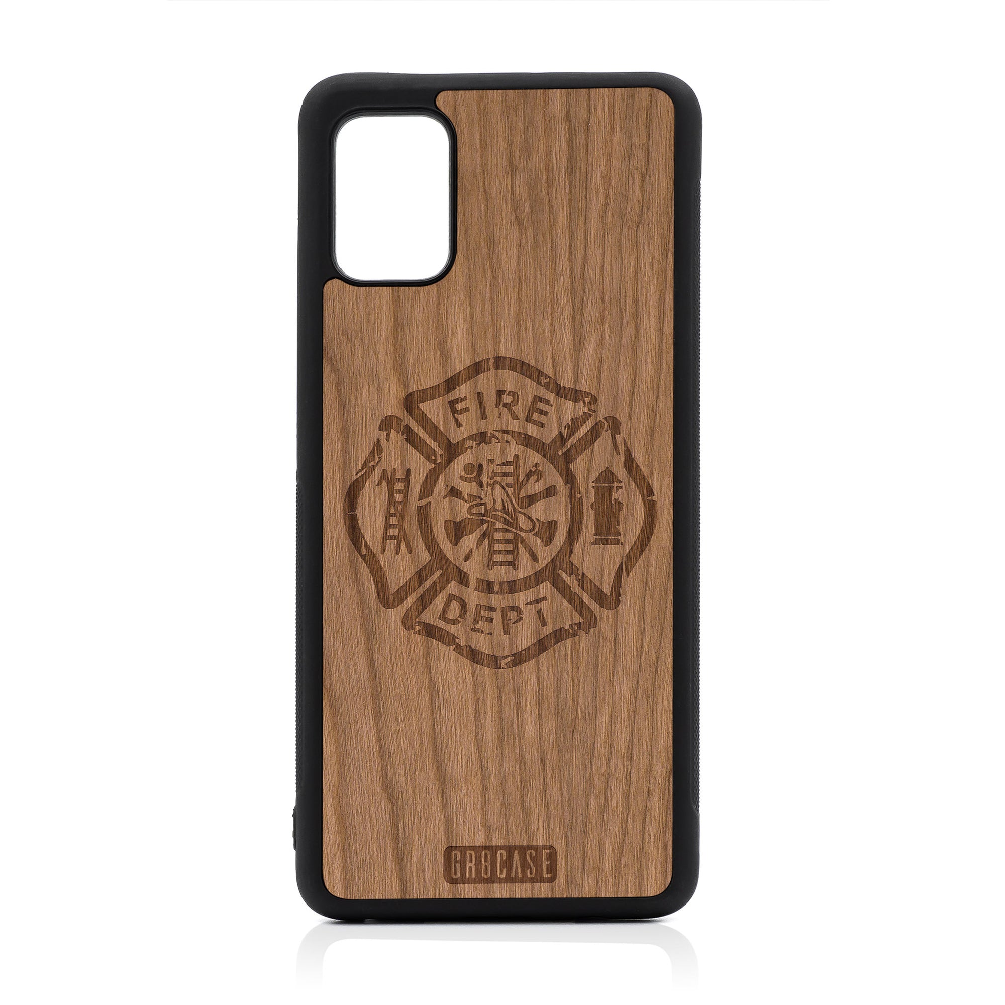 Fire Department Design Wood Case For Samsung Galaxy A51-5G