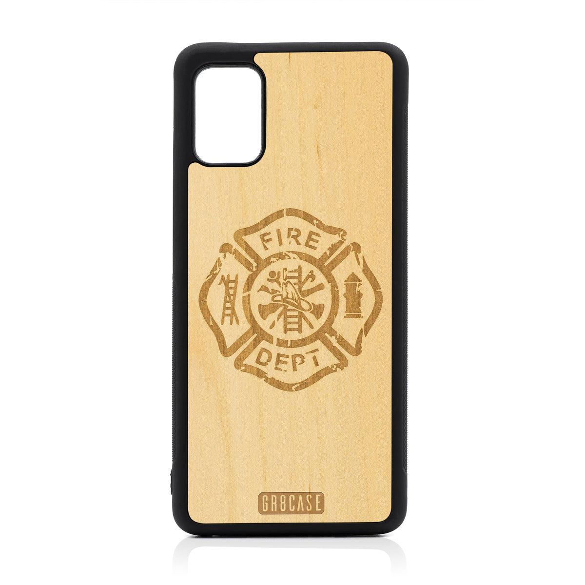 Fire Department Design Wood Case For Samsung Galaxy A51-5G