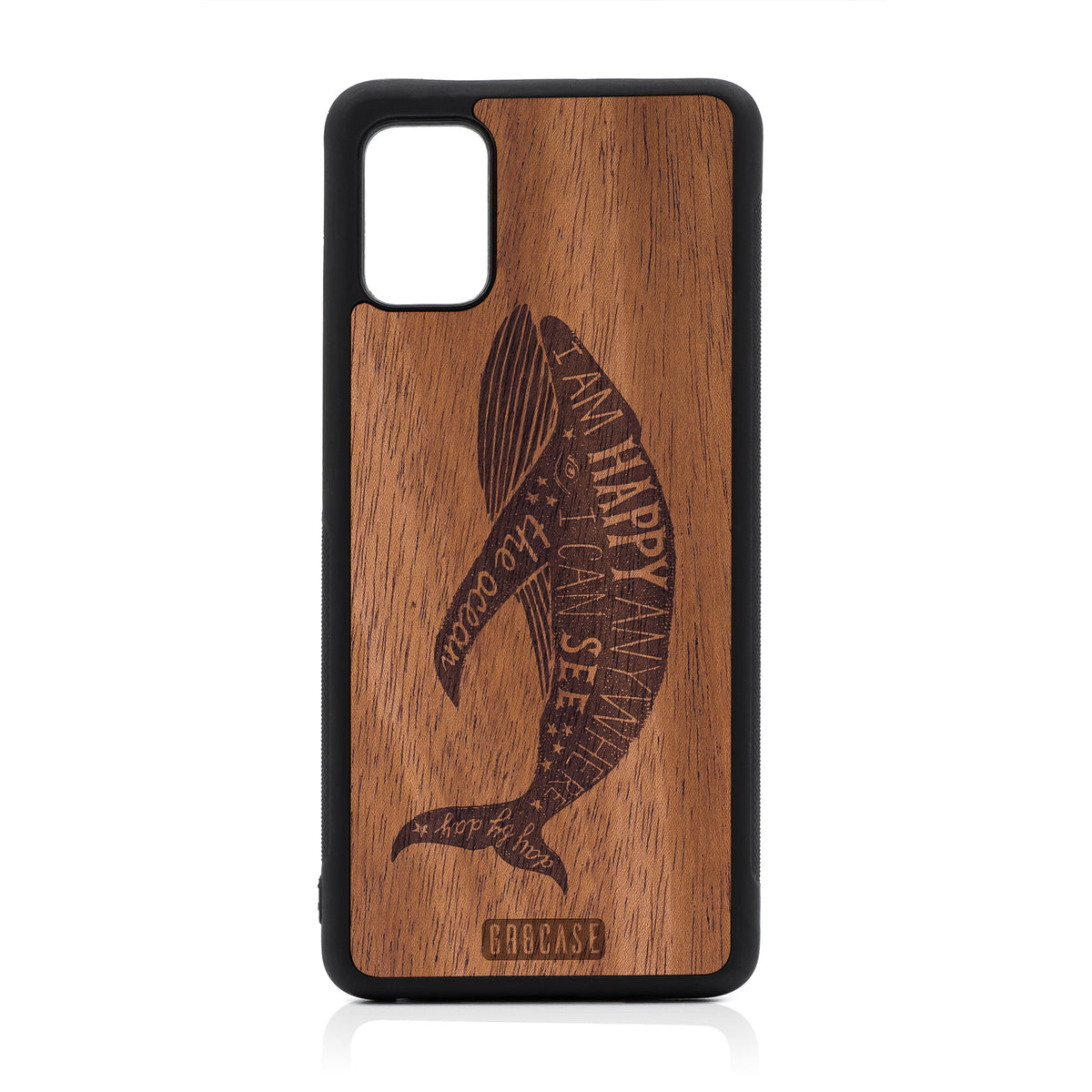I&#39;m Happy Anywhere I Can See The Ocean (Whale) Design Wood Case For Samsung Galaxy A51-5G