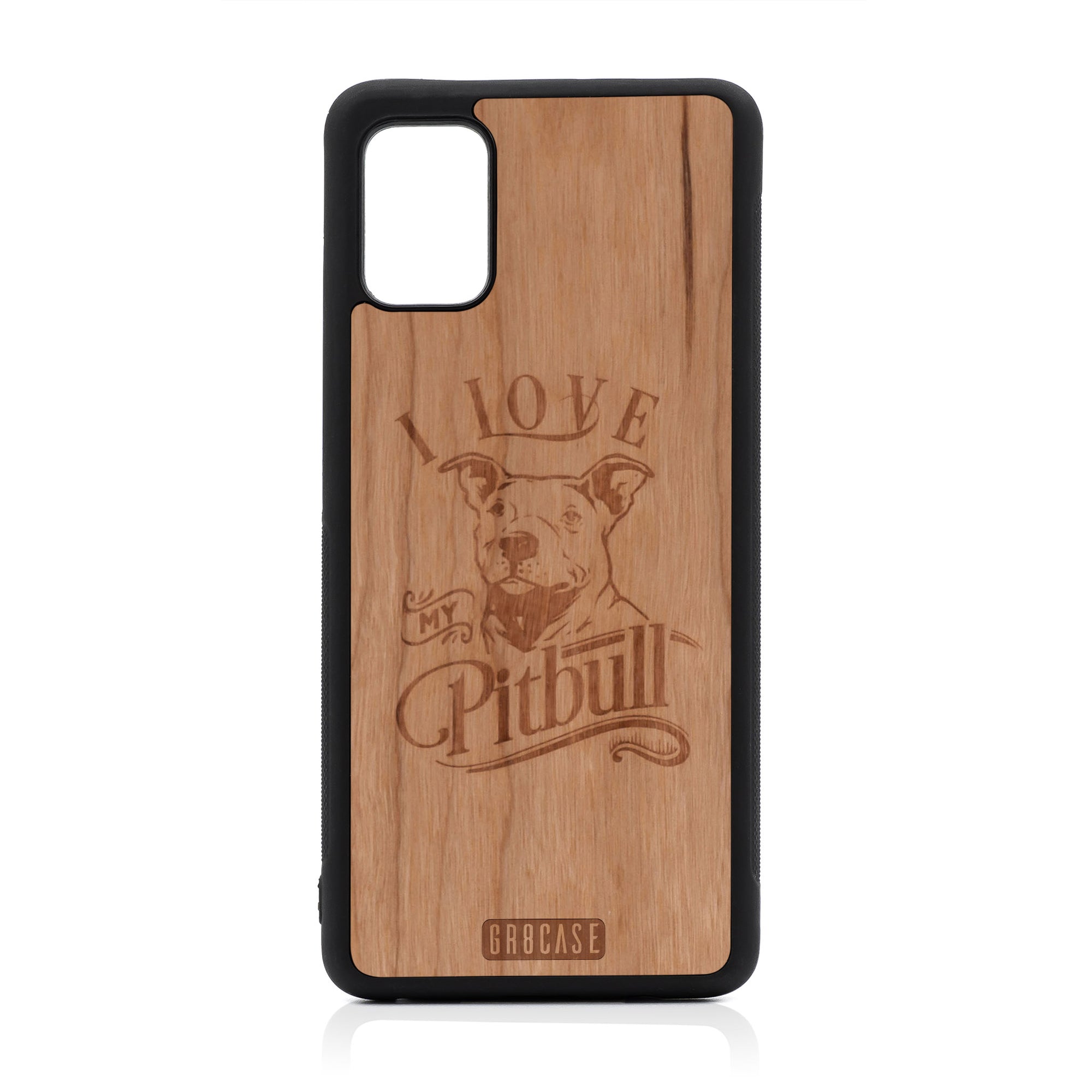 I Love My Pitbull Design Wood Case For Samsung Galaxy A51-5G