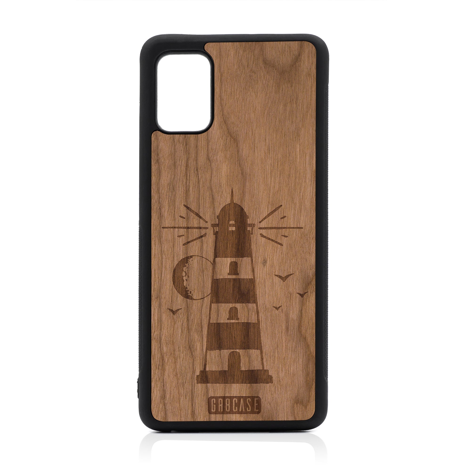 Midnight Lighthouse Design Wood Case For Samsung Galaxy A51-5G