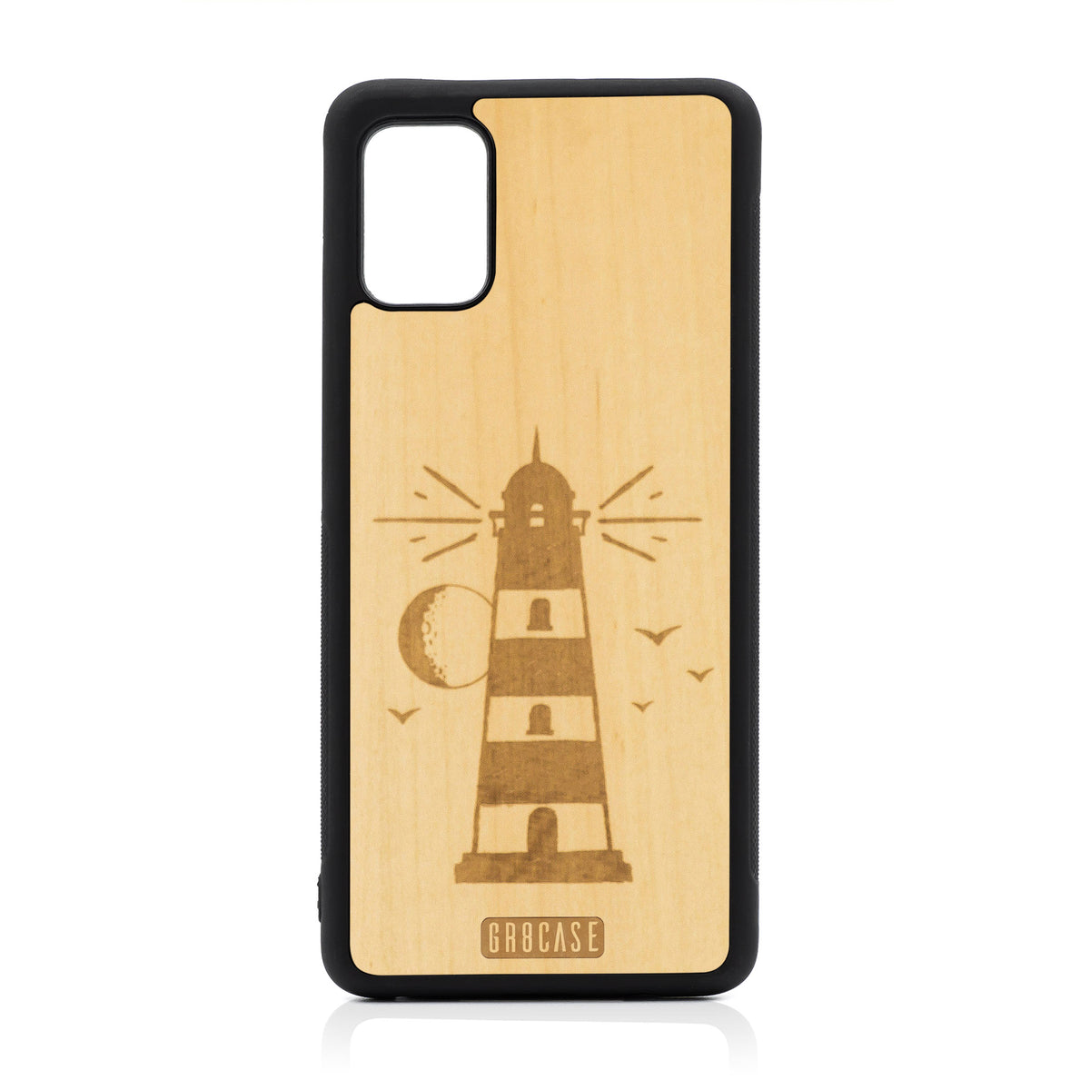 Midnight Lighthouse Design Wood Case For Samsung Galaxy A51-5G