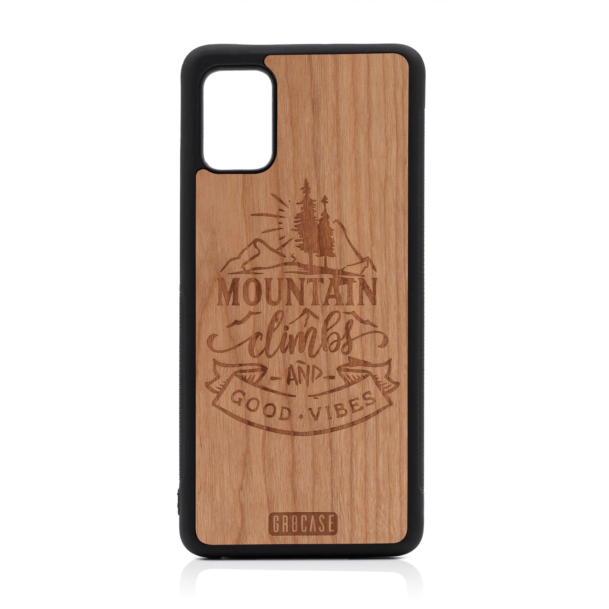 Mountain Climb And Good Vibes Design Wood Case For Samsung Galaxy A51