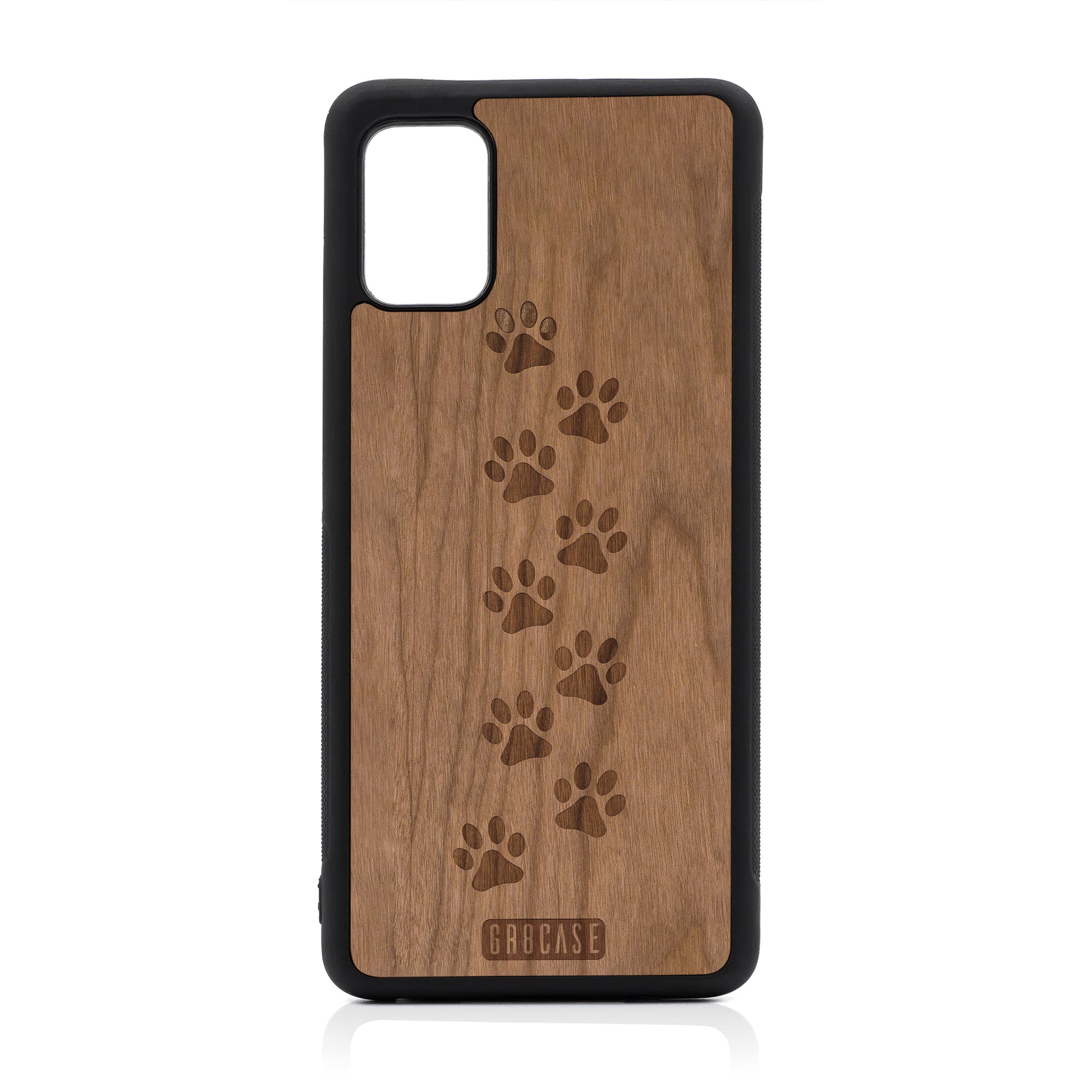 Paw Prints Design Wood Case For Samsung Galaxy A51