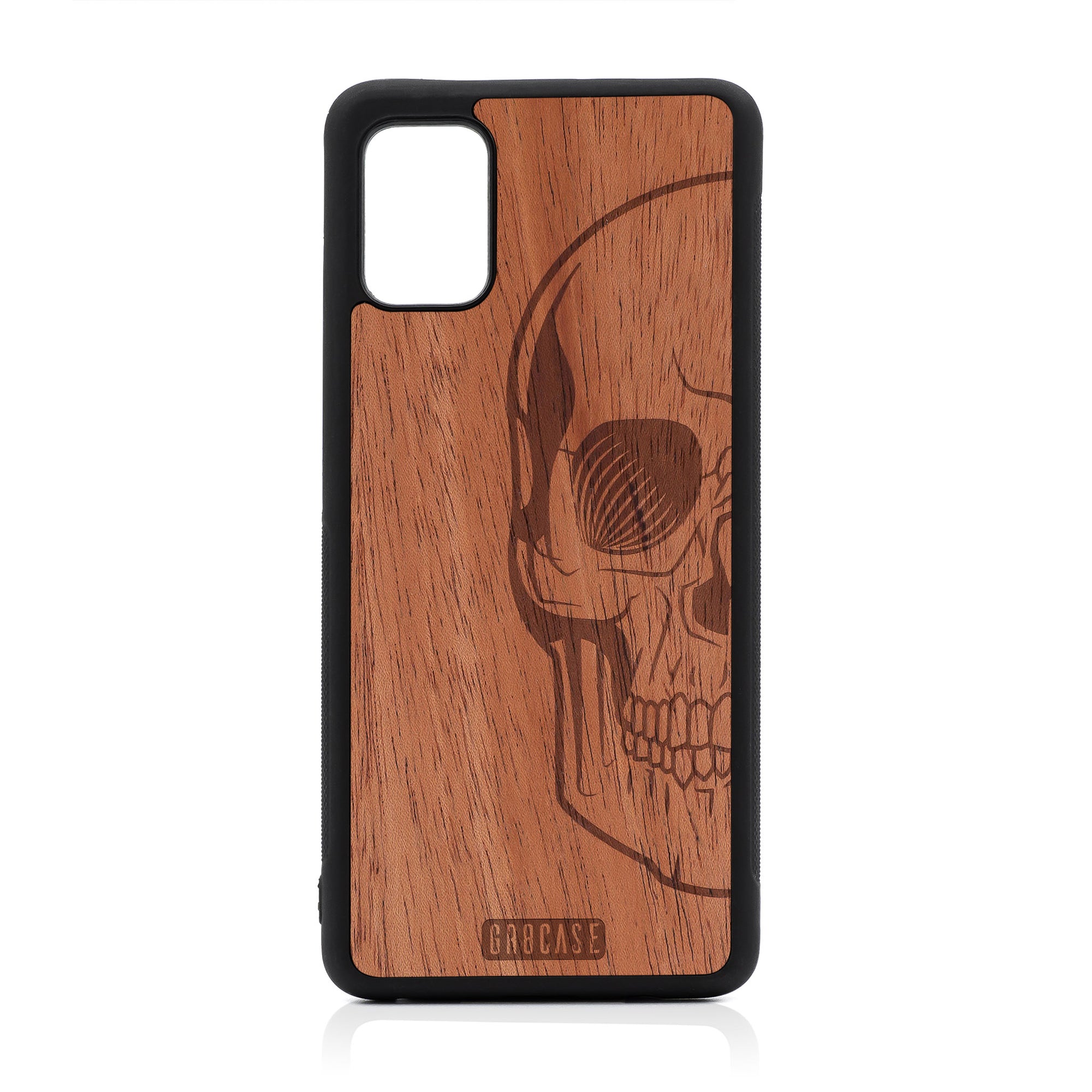Half Skull Design Wood Case For Samsung Galaxy A51