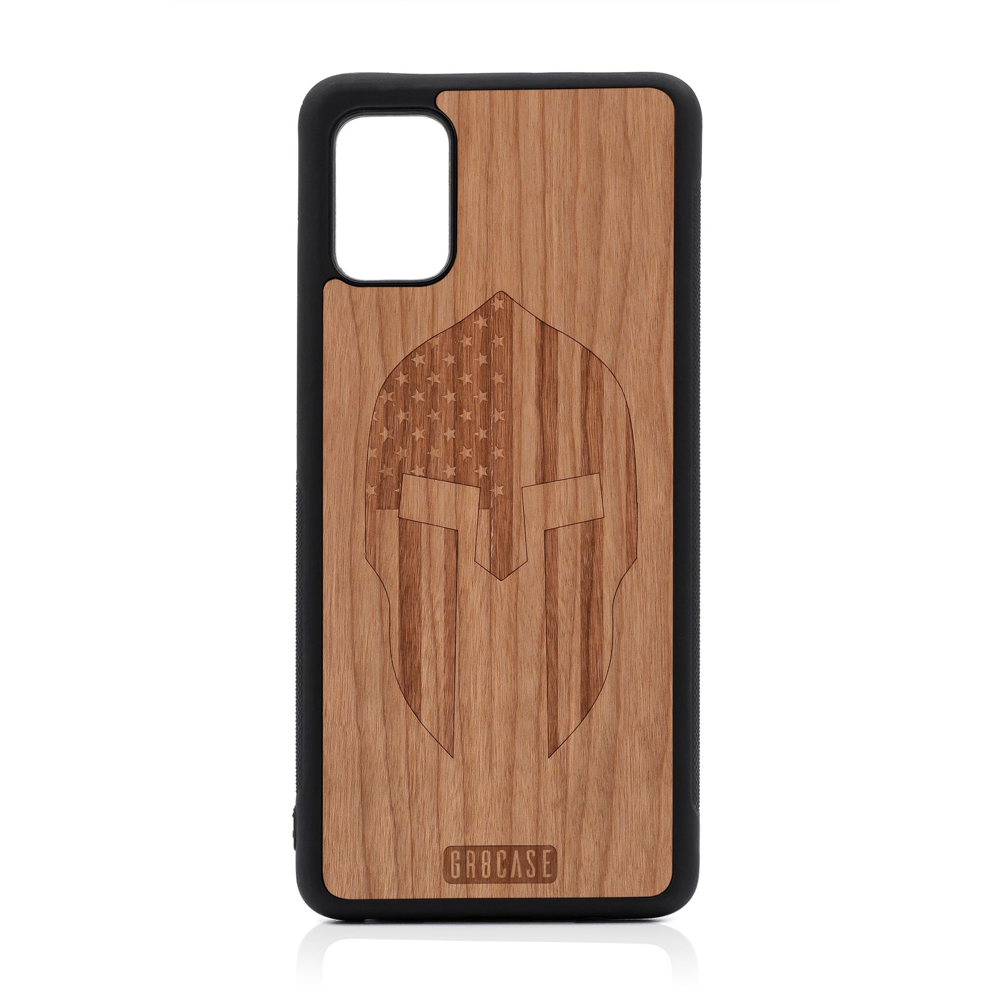 USA Spartan Helmet Design Wood Case For Samsung Galaxy A51-5G