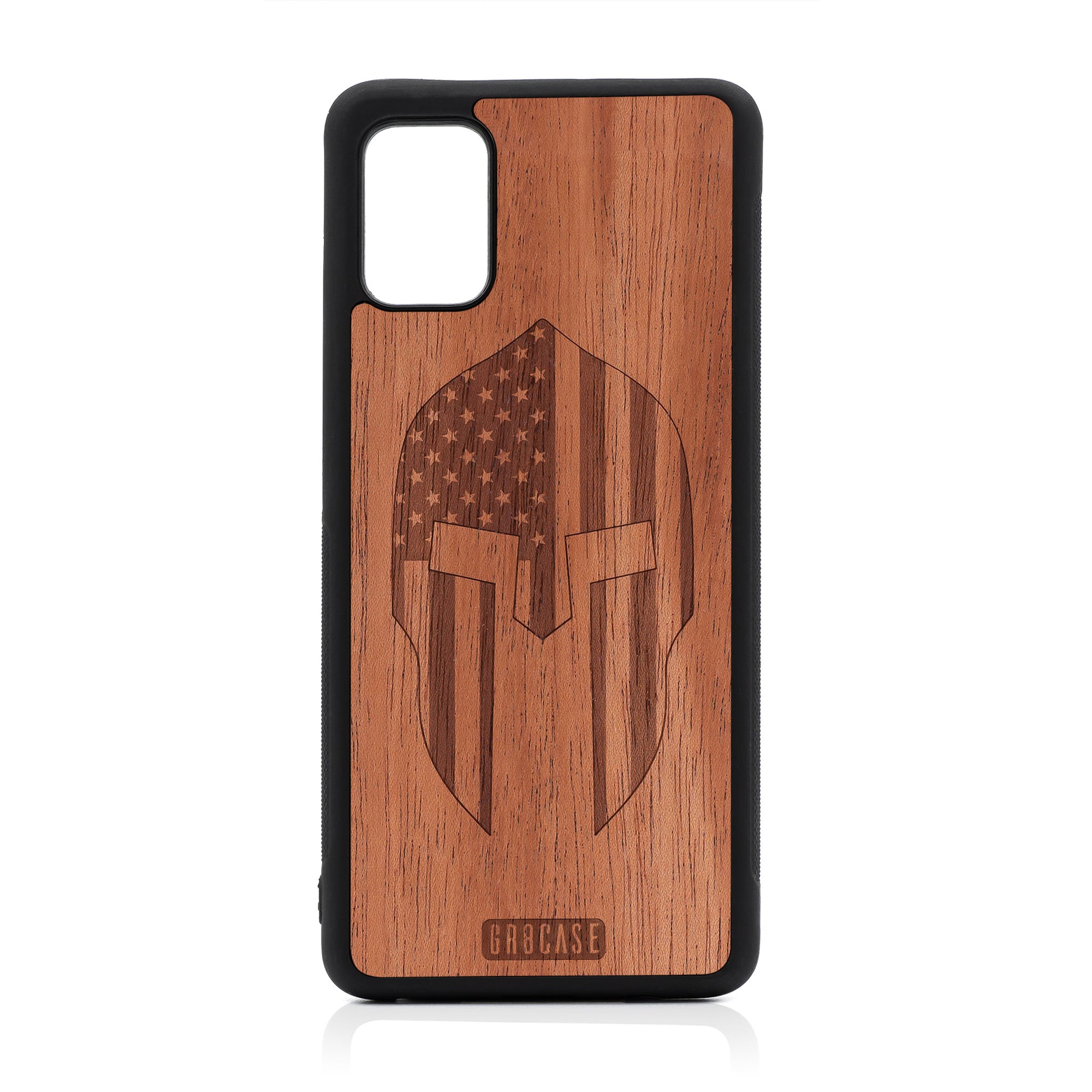 USA Spartan Helmet Design Wood Case For Samsung Galaxy A51-5G