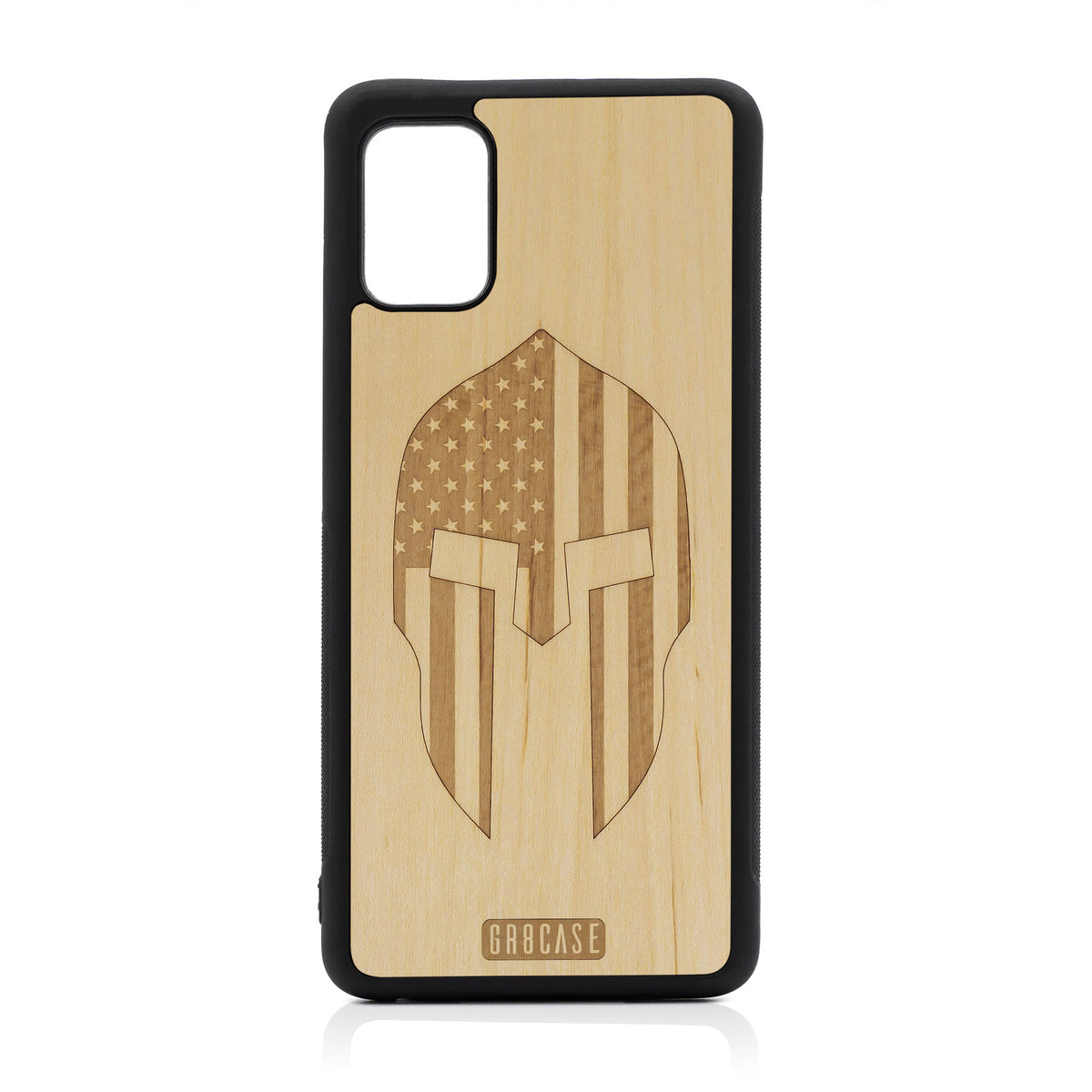 USA Spartan Helmet Design Wood Case For Samsung Galaxy A51