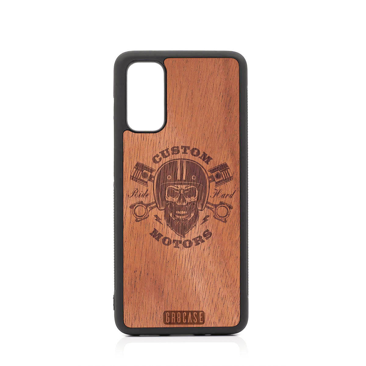 Custom Motors (Bearded Biker Skull) Design Wood Case For Samsung Galaxy S20 by GR8CASE