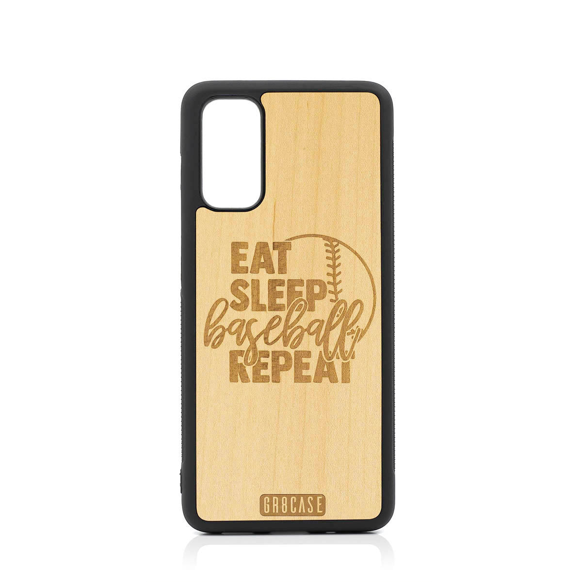 Eat Sleep Baseball Repeat Design Wood Case For Samsung Galaxy S20