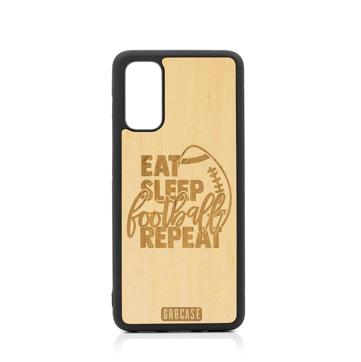 Eat Sleep Football Repeat Design Wood Case For Samsung Galaxy S20