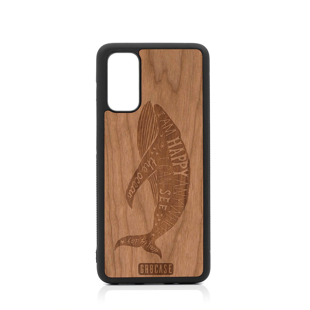 I'm Happy Anywhere I Can See The Ocean (Whale) Design Wood Case For Samsung Galaxy S20 FE 5G