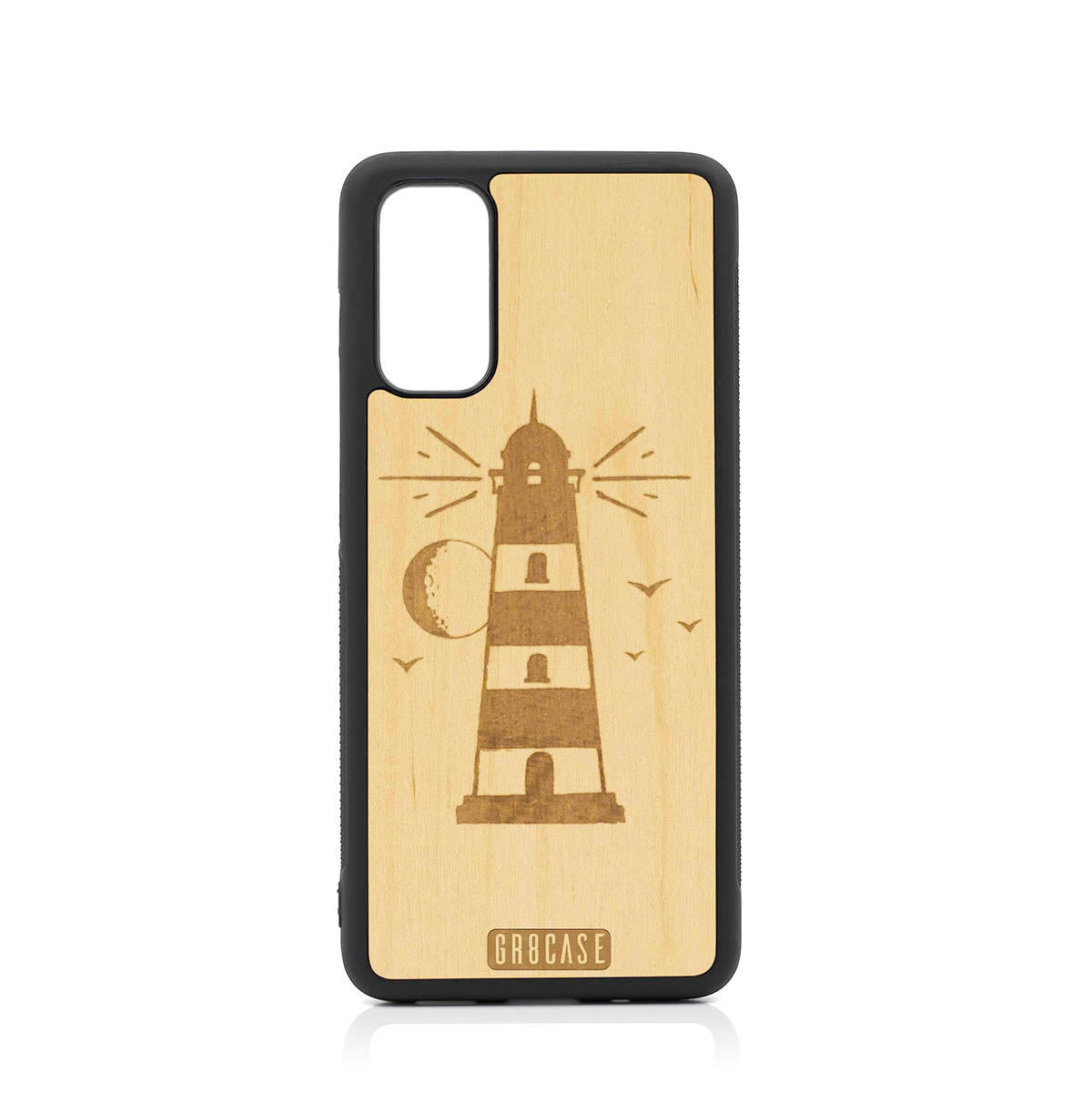 Midnight Lighthouse Design Wood Case For Samsung Galaxy S20