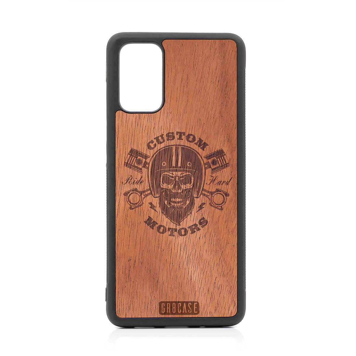 Custom Motors (Bearded Biker Skull) Design Wood Case For Samsung Galaxy S20 Plus by GR8CASE