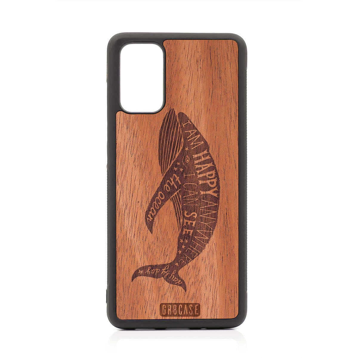 I&#39;m Happy Anywhere I Can See The Ocean (Whale) Design Wood Case For Samsung Galaxy S20 Plus