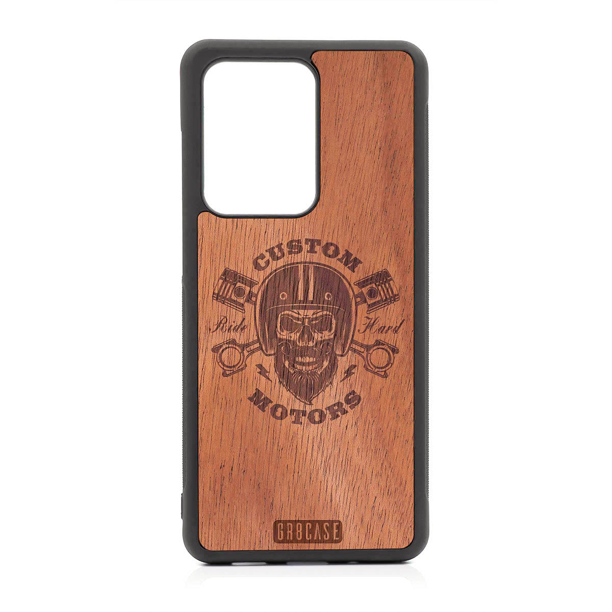 Custom Motors (Bearded Biker Skull) Design Wood Case For Samsung Galaxy S20 Ultra by GR8CASE