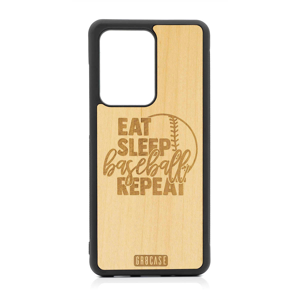 Eat Sleep Baseball Repeat Design Wood Case For Samsung Galaxy S20 Ultra