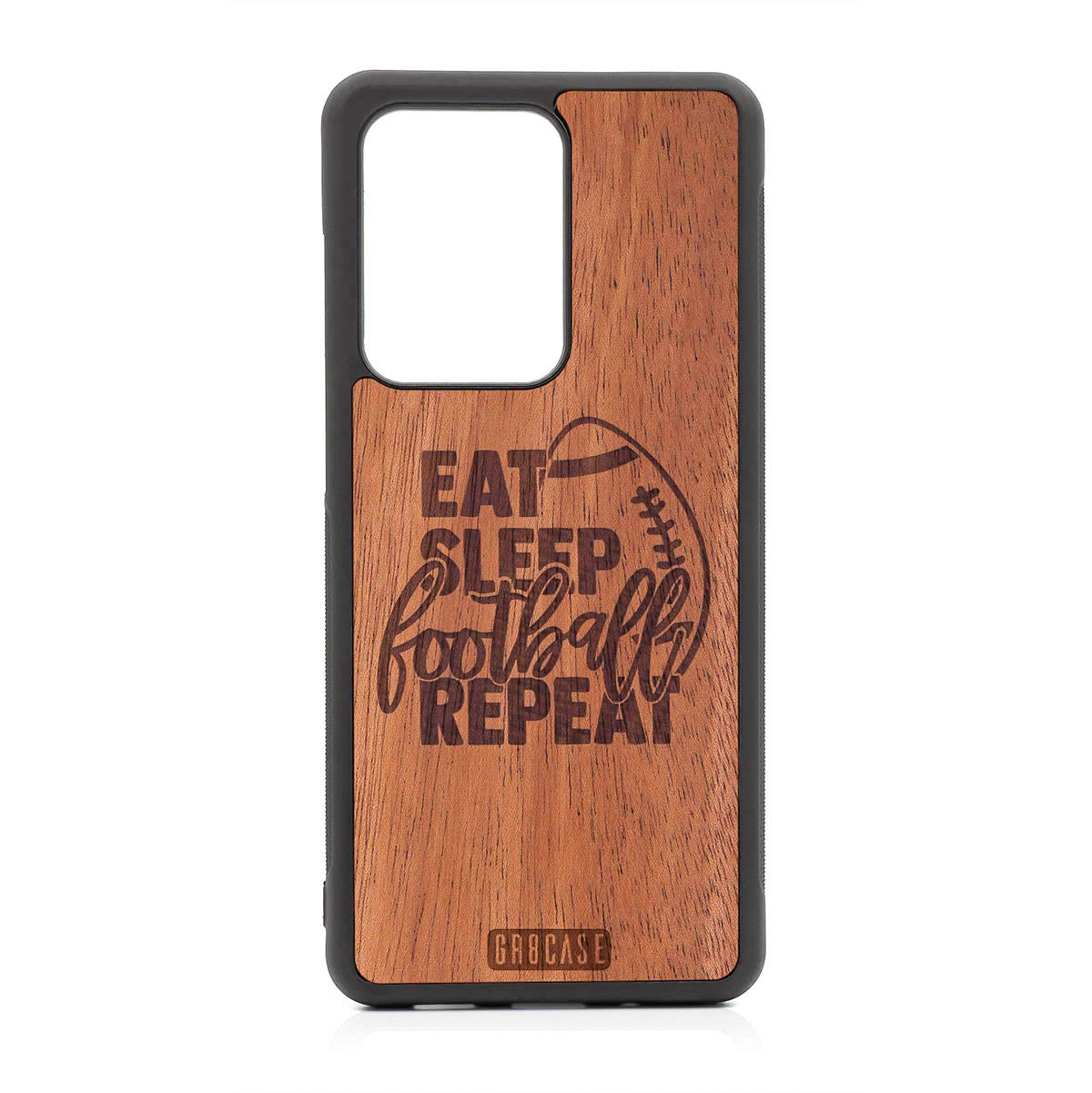 Eat Sleep Football Repeat Design Wood Case For Samsung Galaxy S20 Ultra