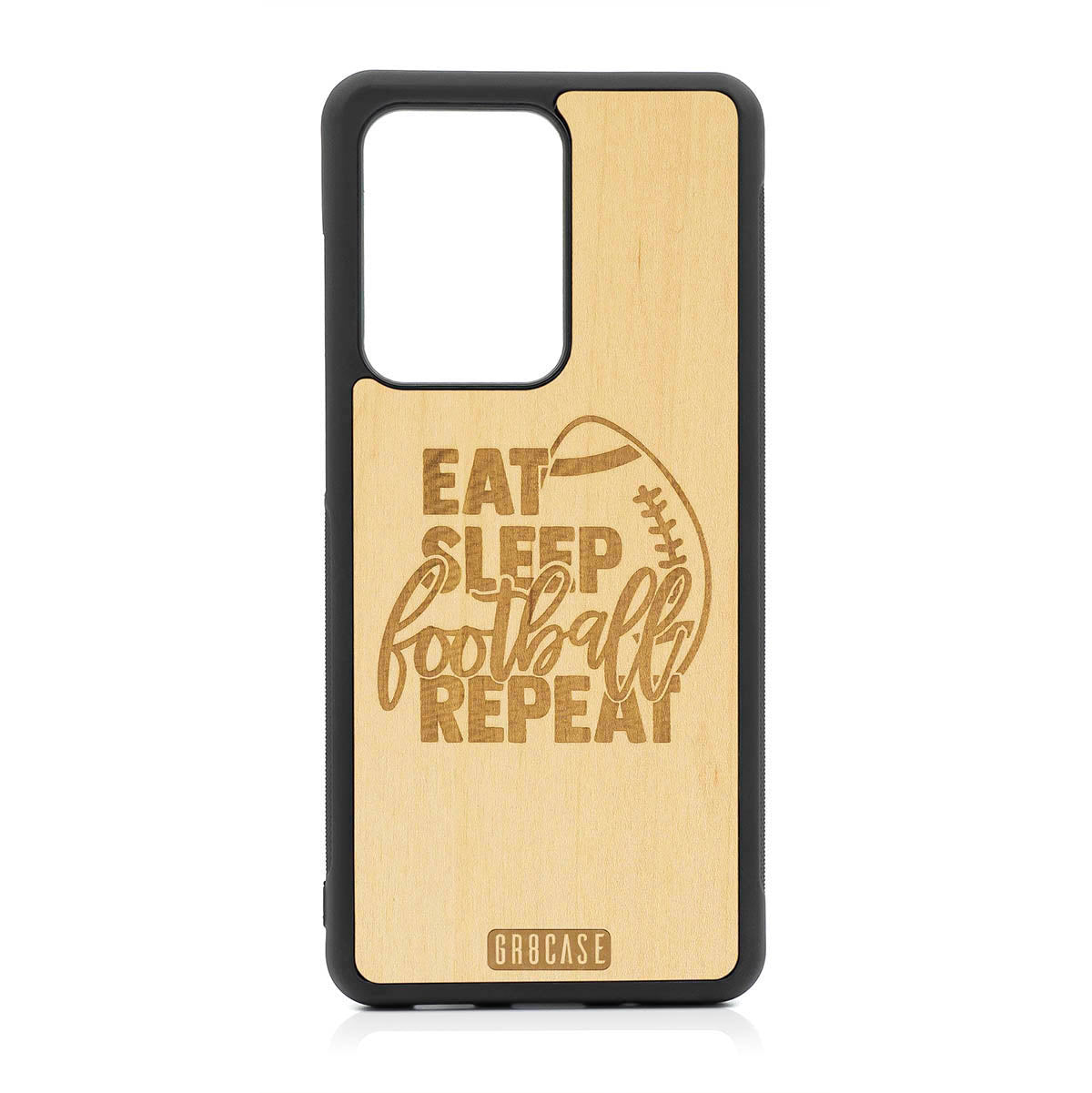 Eat Sleep Football Repeat Design Wood Case For Samsung Galaxy S20 Ultra