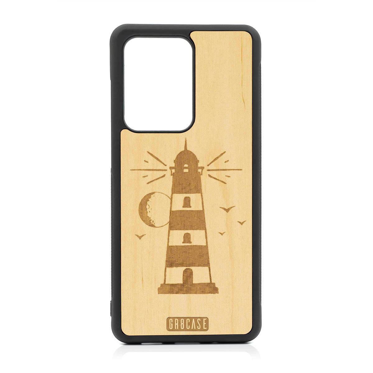 Midnight Lighthouse Design Wood Case For Samsung Galaxy S20 Ultra