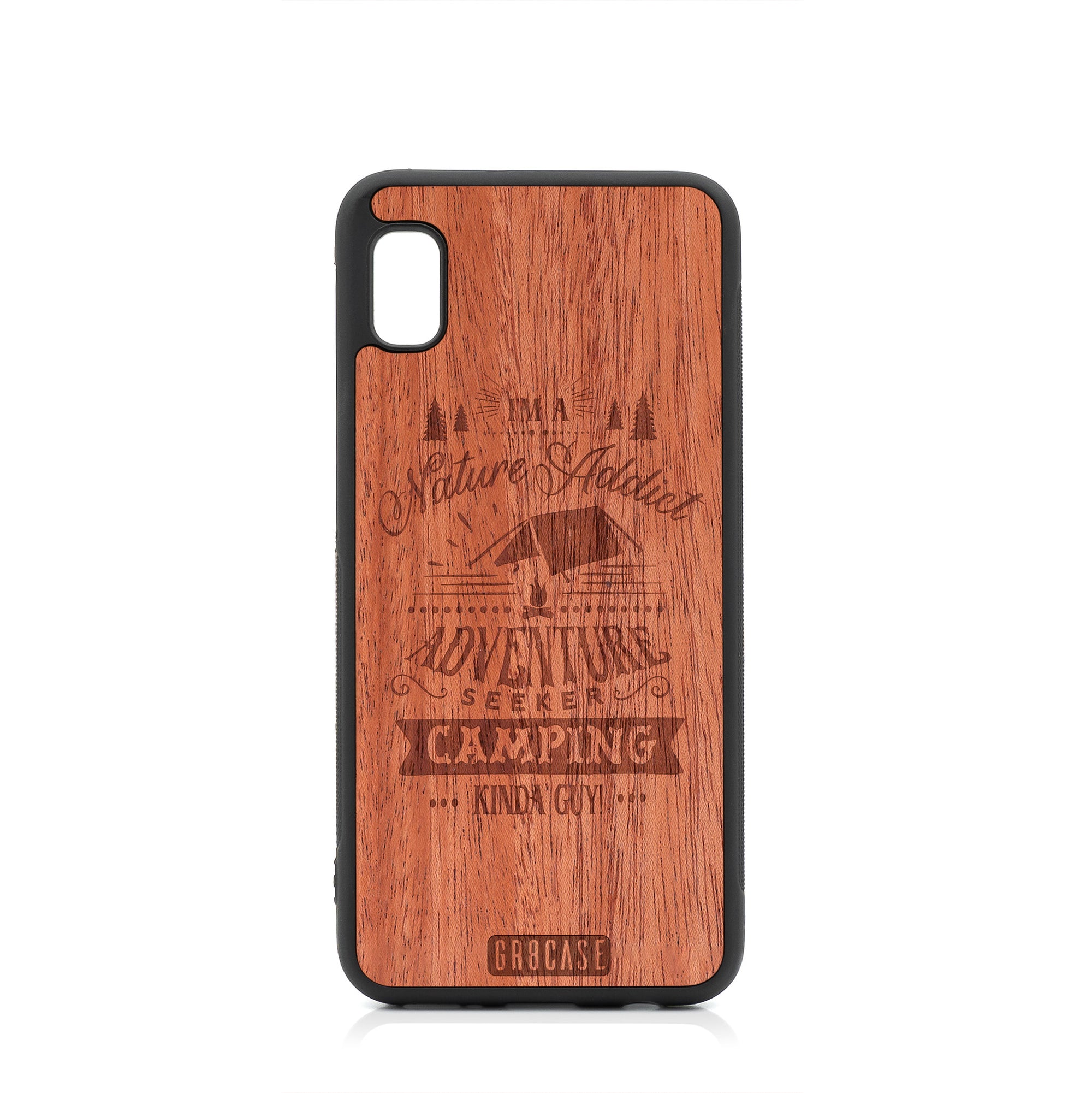 I'm A Nature Addict Adventure Seeker Camping Kinda Guy Design Wood Case For Samsung Galaxy A10E by GR8CASE