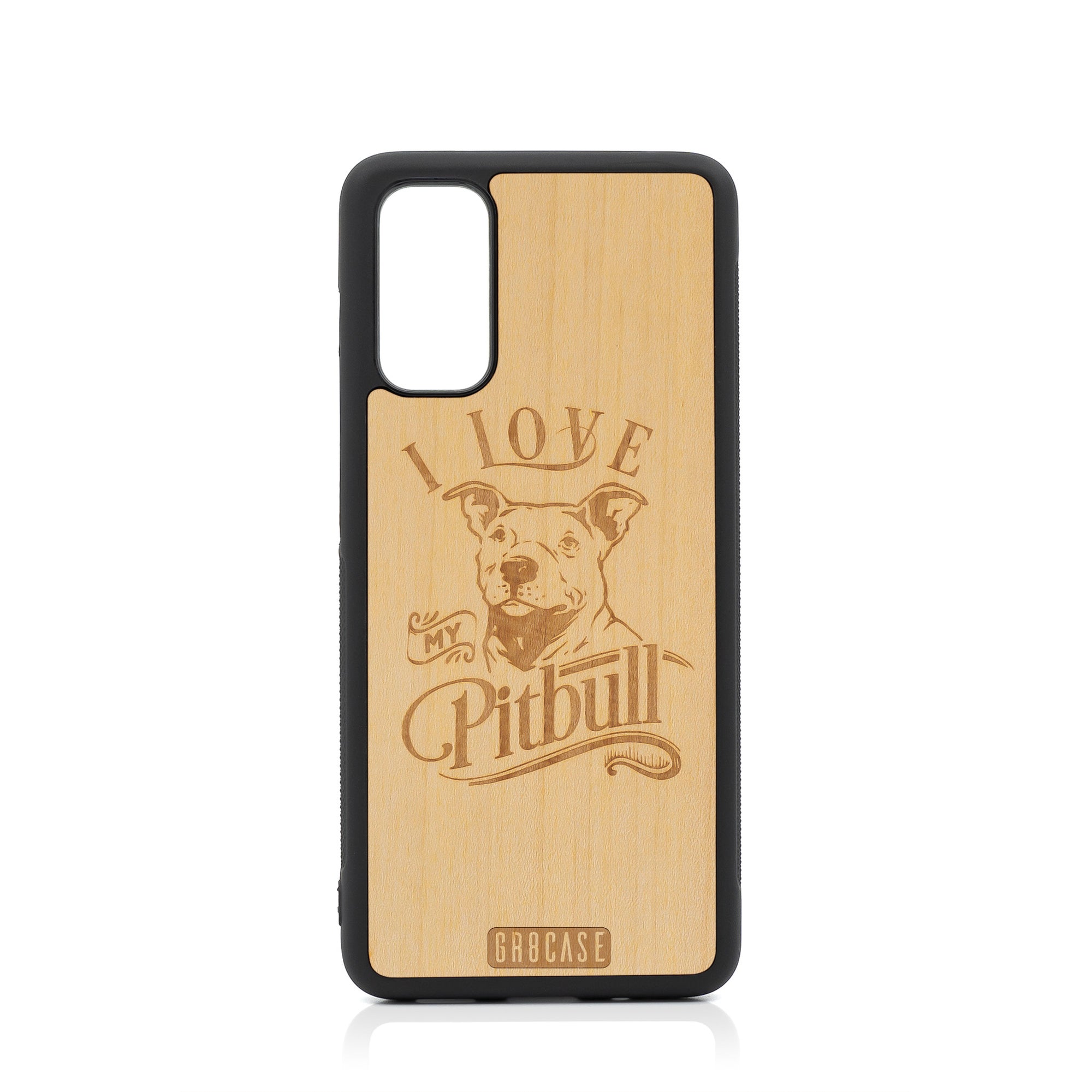 I Love My Pitbull Design Wood Case For Samsung Galaxy S20 by GR8CASE