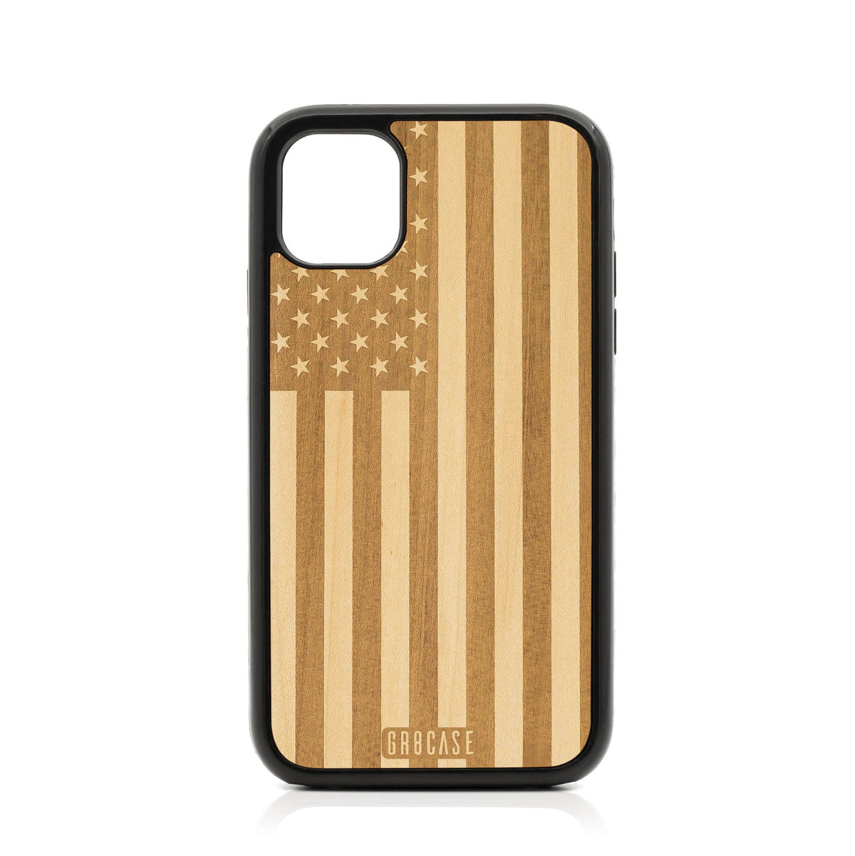 USA Flag Design Wood Case For iPhone 11