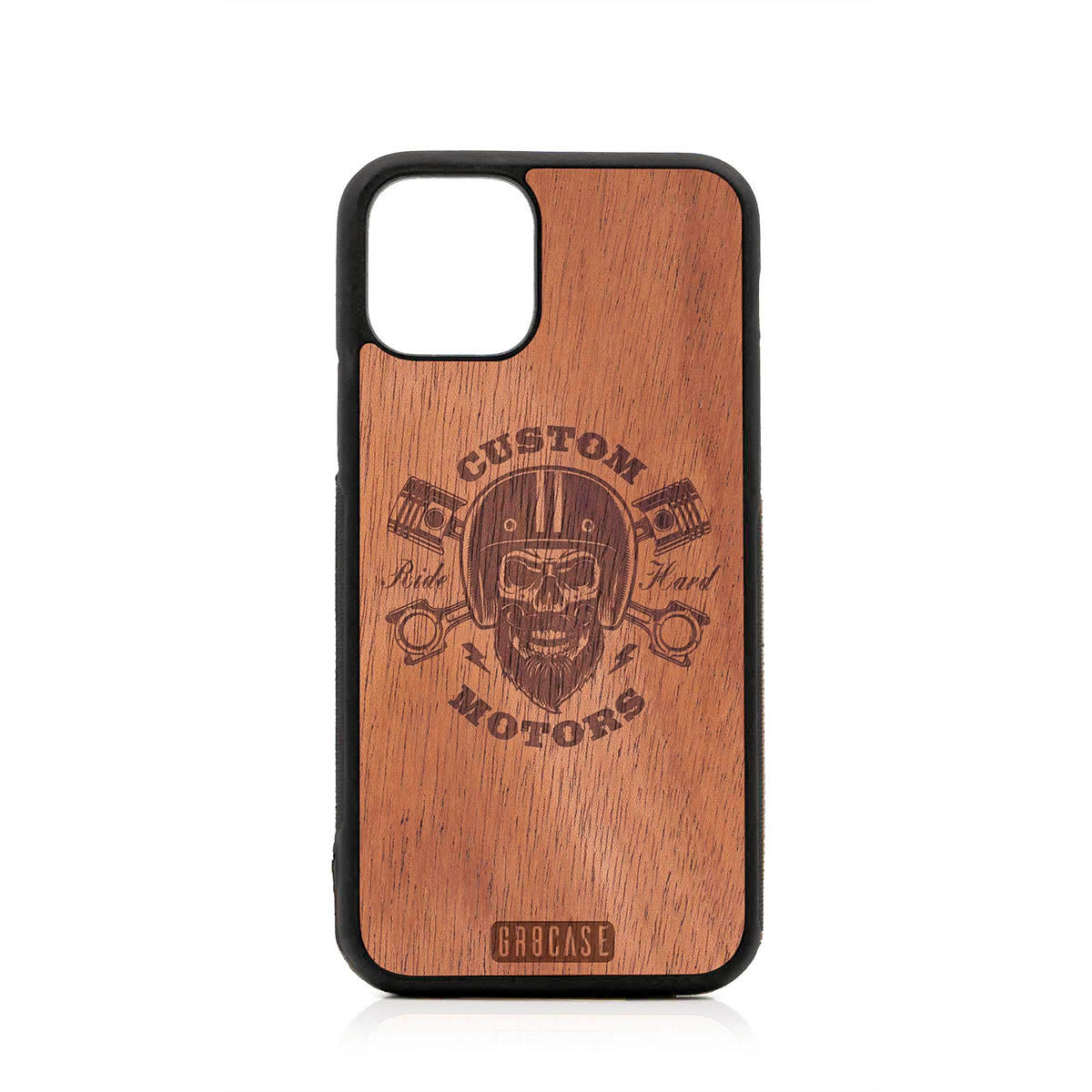Custom Motors (Bearded Biker Skull) Design Wood Case For iPhone 11 Pro by GR8CASE