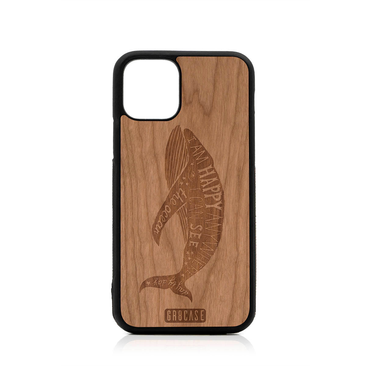 I'm Happy Anywhere I Can See The Ocean (Whale) Design Wood Case For iPhone 11 Pro