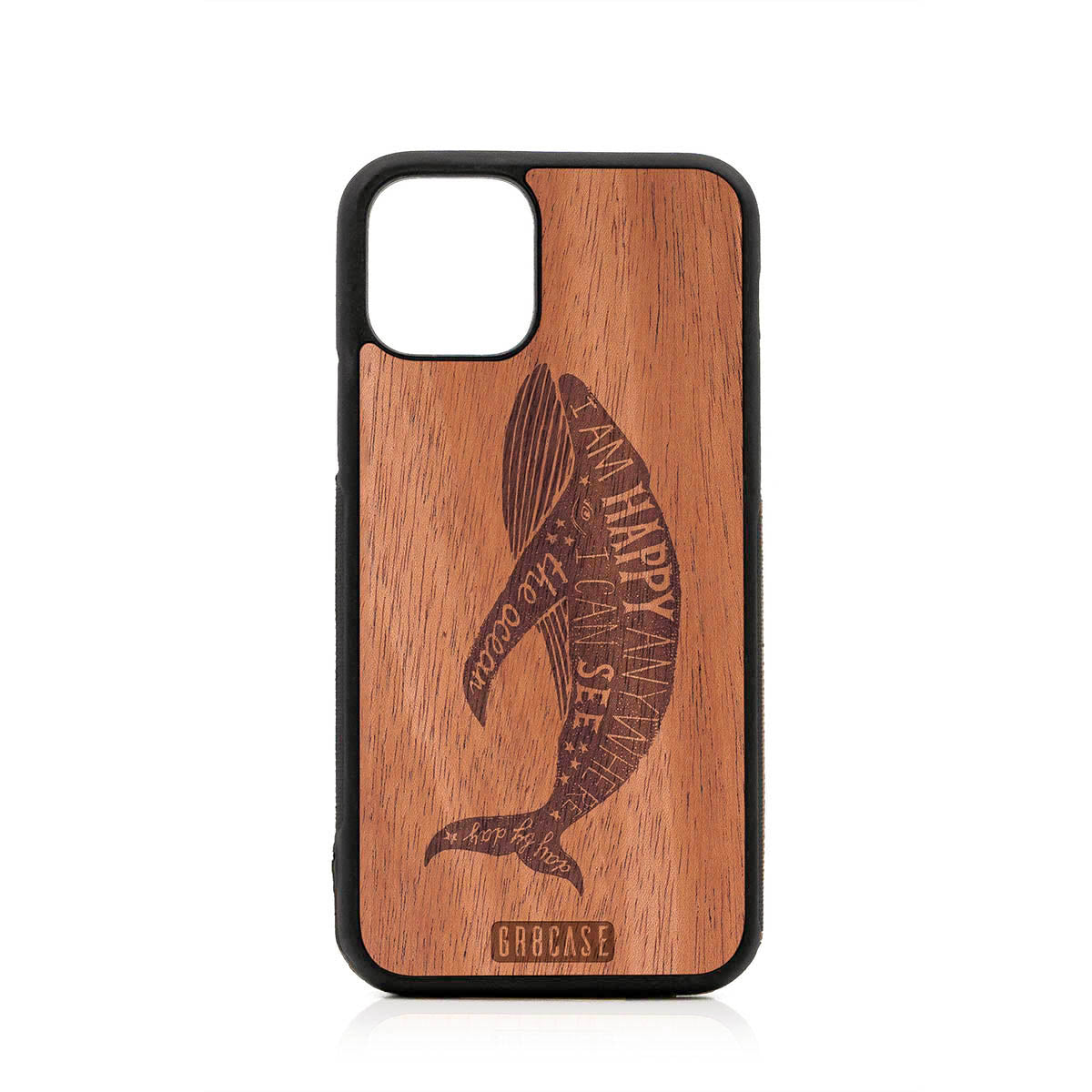 I&#39;m Happy Anywhere I Can See The Ocean (Whale) Design Wood Case For iPhone 11 Pro