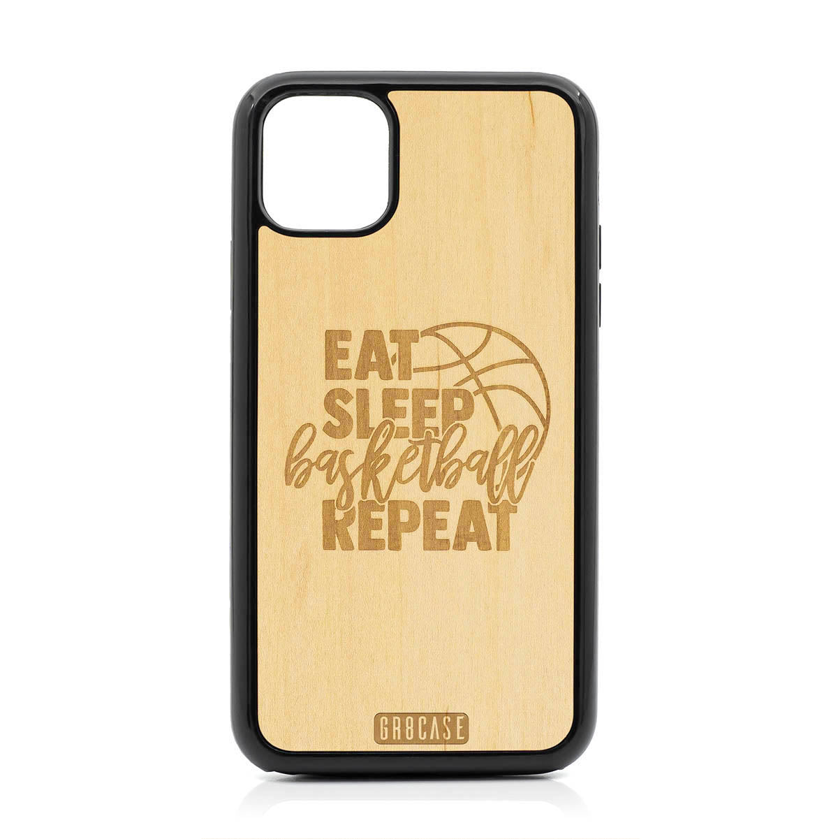 Eat Sleep Basketball Repeat Design Wood Case For iPhone 11 Pro Max