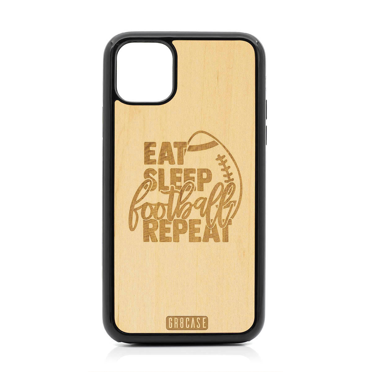 Eat Sleep Football Repeat Design Wood Case For iPhone 11 Pro Max