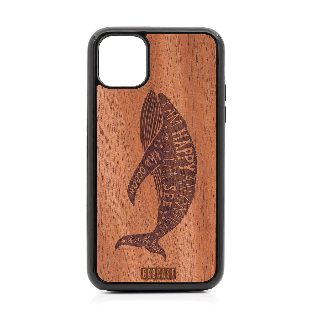 I&#39;m Happy Anywhere I Can See The Ocean (Whale) Design Wood Case For iPhone 11 Pro Max
