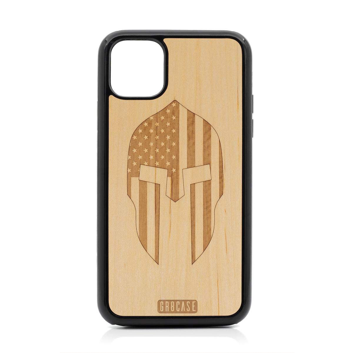 USA Spartan Helmet Design Wood Case For iPhone 11 Pro Max